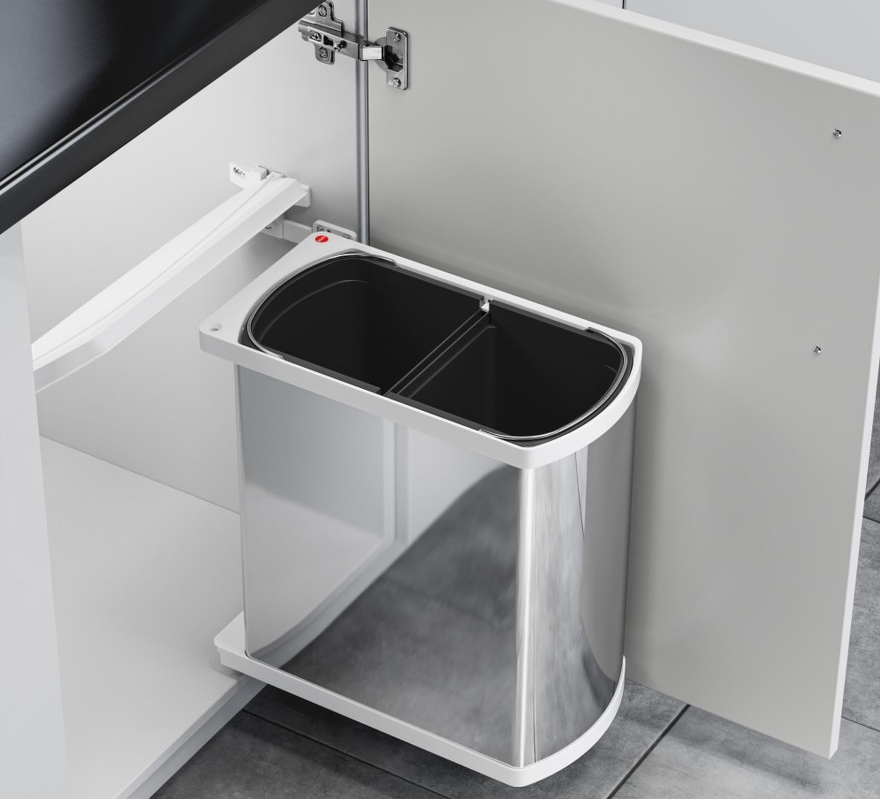 Hailo Einbaumülleimer Hailo Mülleimer Küche Einbau ab 45cm Schrank Kosmetikeimer Bad 2x 8 L