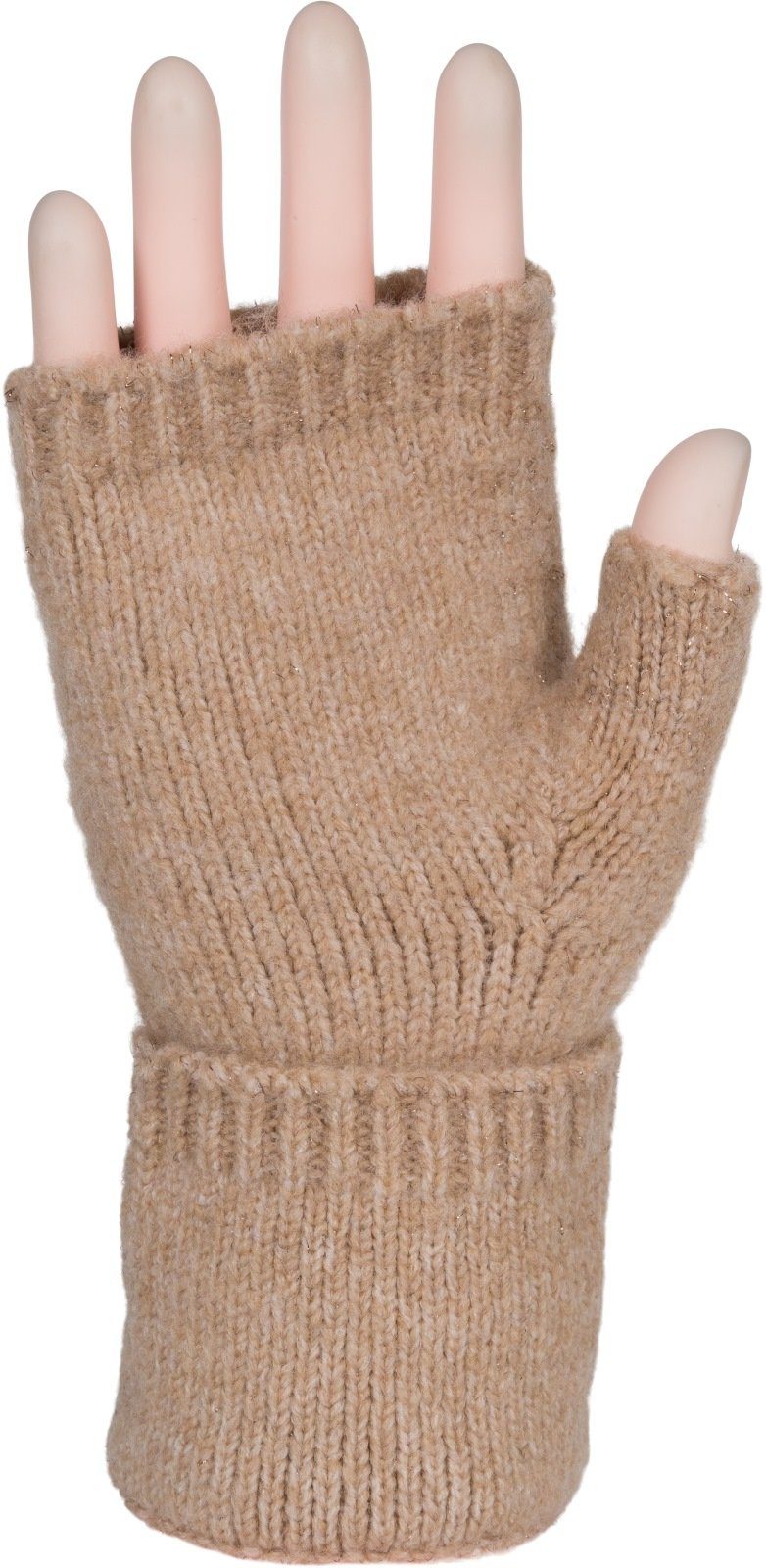 Strickhandschuhe Zopfmuster styleBREAKER Fingerlose Strickhandschuhe Braun