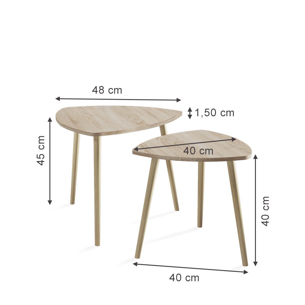 Vicco Couchtisch Twino, Sonoma, 48 x 45 cm 2er Set (1-St)