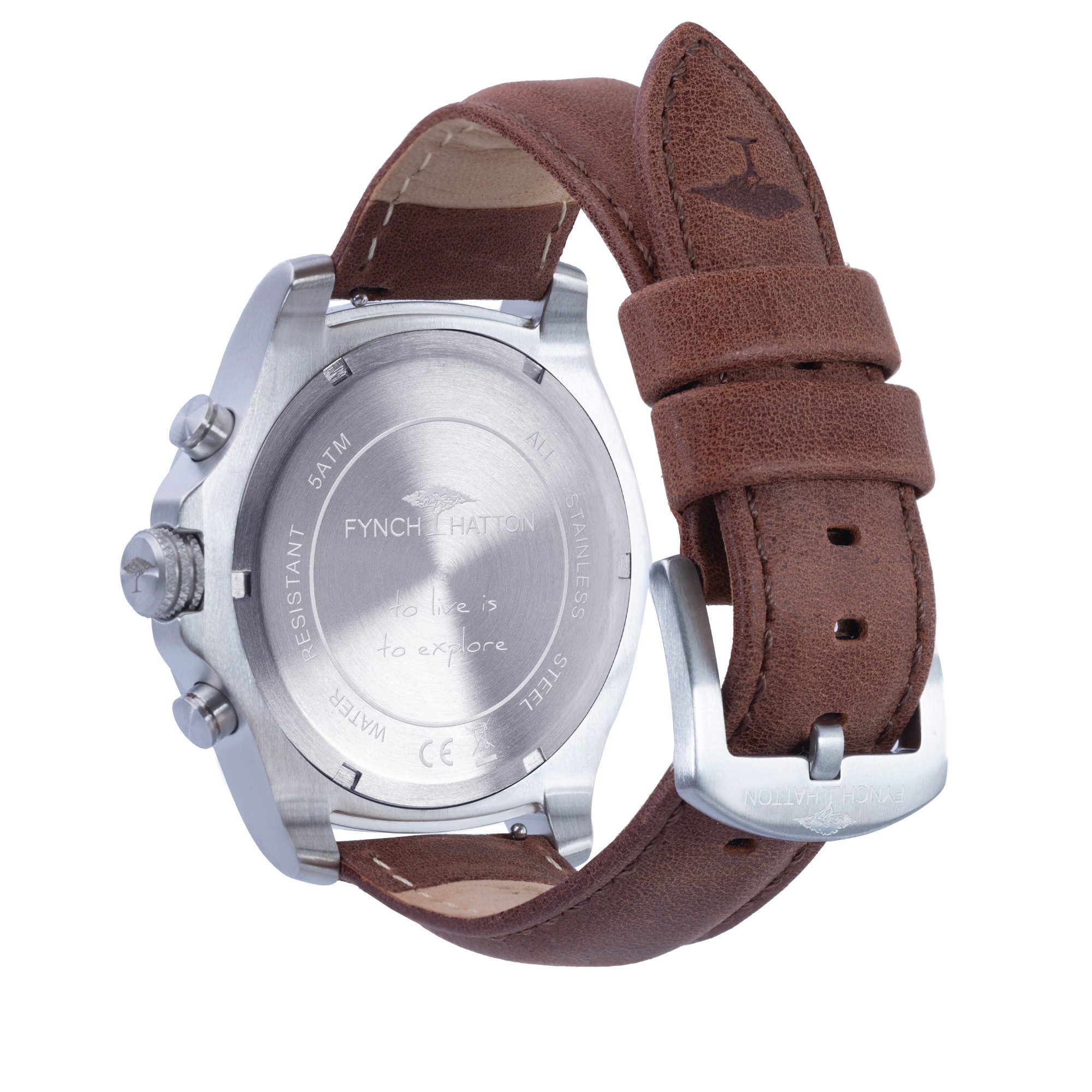 FYNCH-HATTON Chronograph FHT-0002-LC, Quarzuhr, Armbanduhr, Herrenuhr, Lederarmband, analog, Tag
