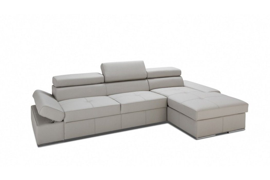 Eck Ecksofa, Couch Leder Design Ecksofa Sofa Polster JVmoebel 100% Moderne Grau