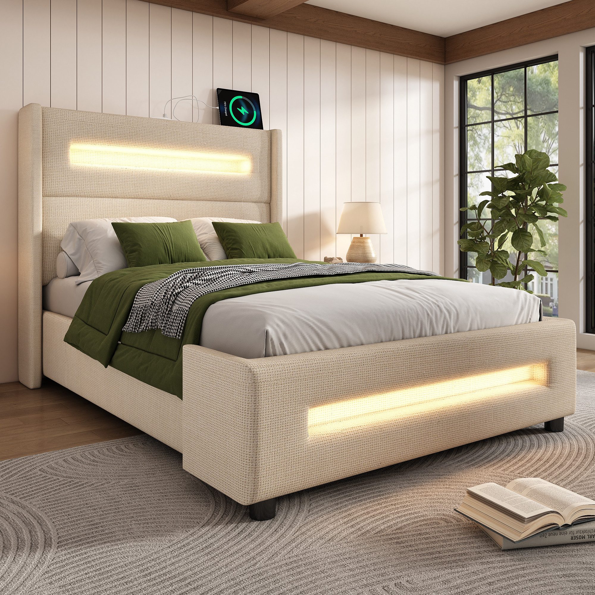 TavilaEcon Boxspringbett Modernes LED-Bett mit Ladestation günstig online kaufen
