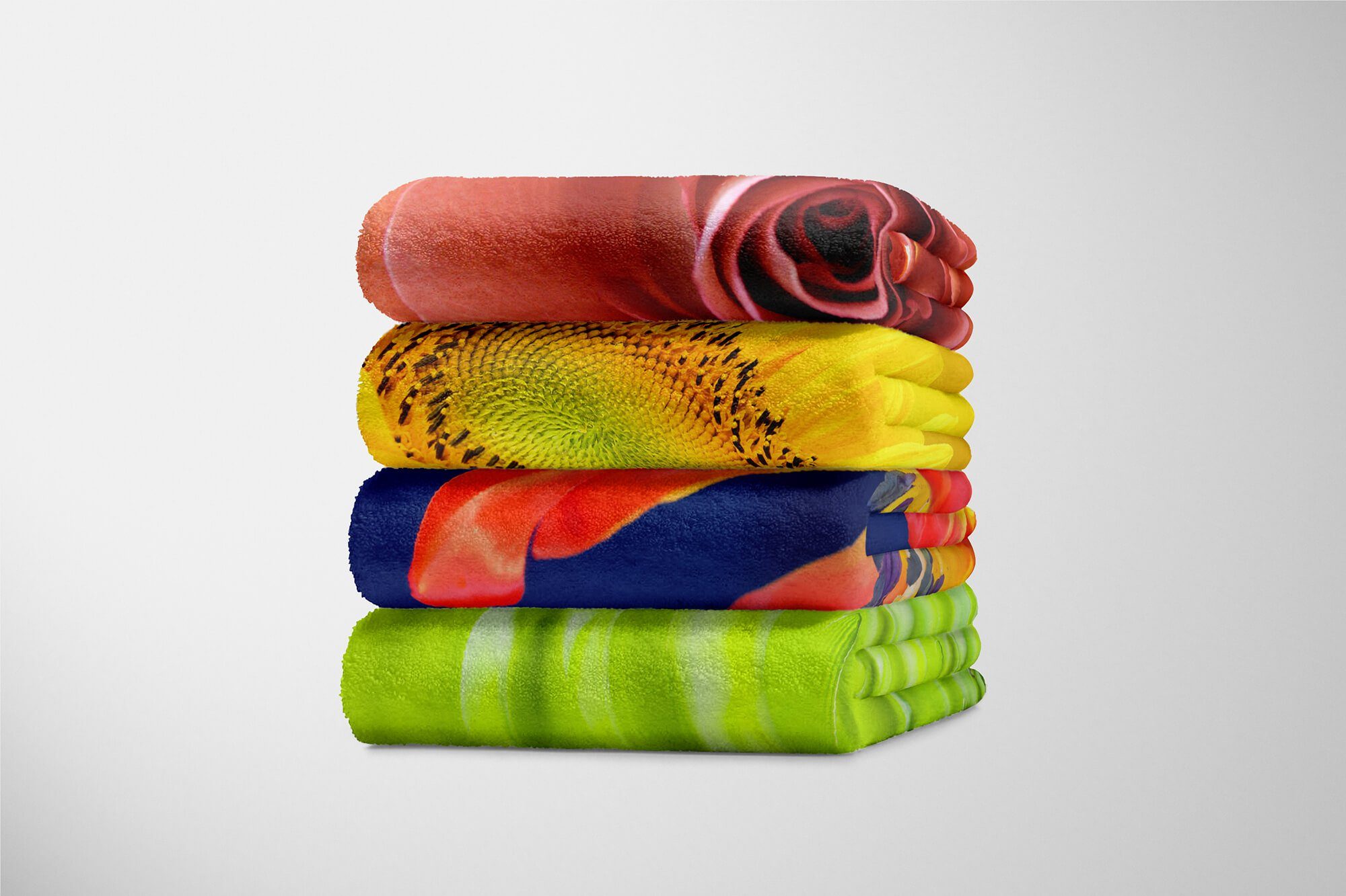 mit Handtuch Art Baumwolle-Polyester-Mix Handtücher Sinus Kuscheldecke Fotomotiv Saunatuch Rote (1-St), Blüte Handtuch N, Strandhandtuch Blume