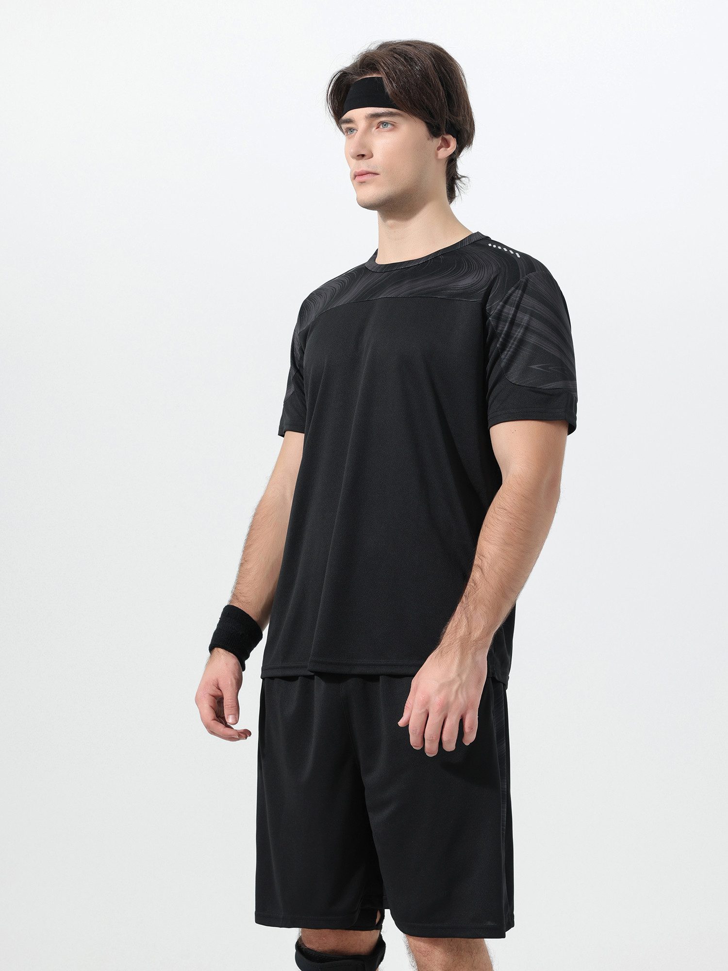 YOUTHUP Sportanzug, Herren Trainingsanzug Zweifarbig Kurzarm-Shirt und Shorts – Bild 2 von 5