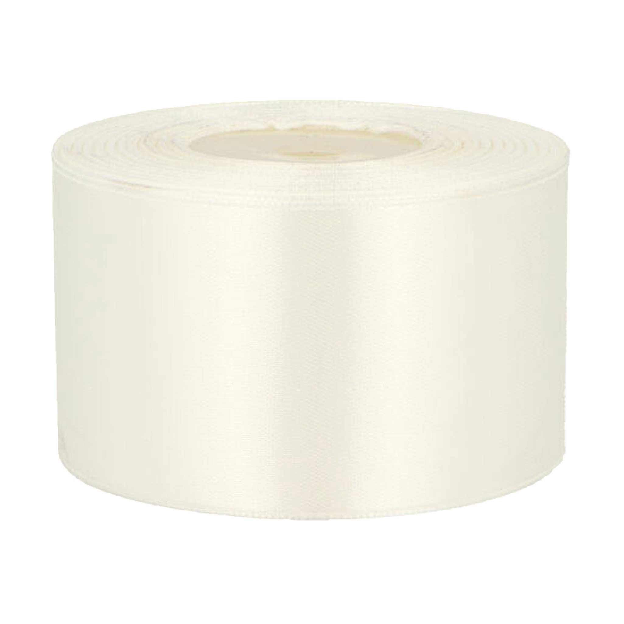 maDDma Satinband 27m Satinband 50mm Geschenkband Dekoband Verpackungsband, perlweiß