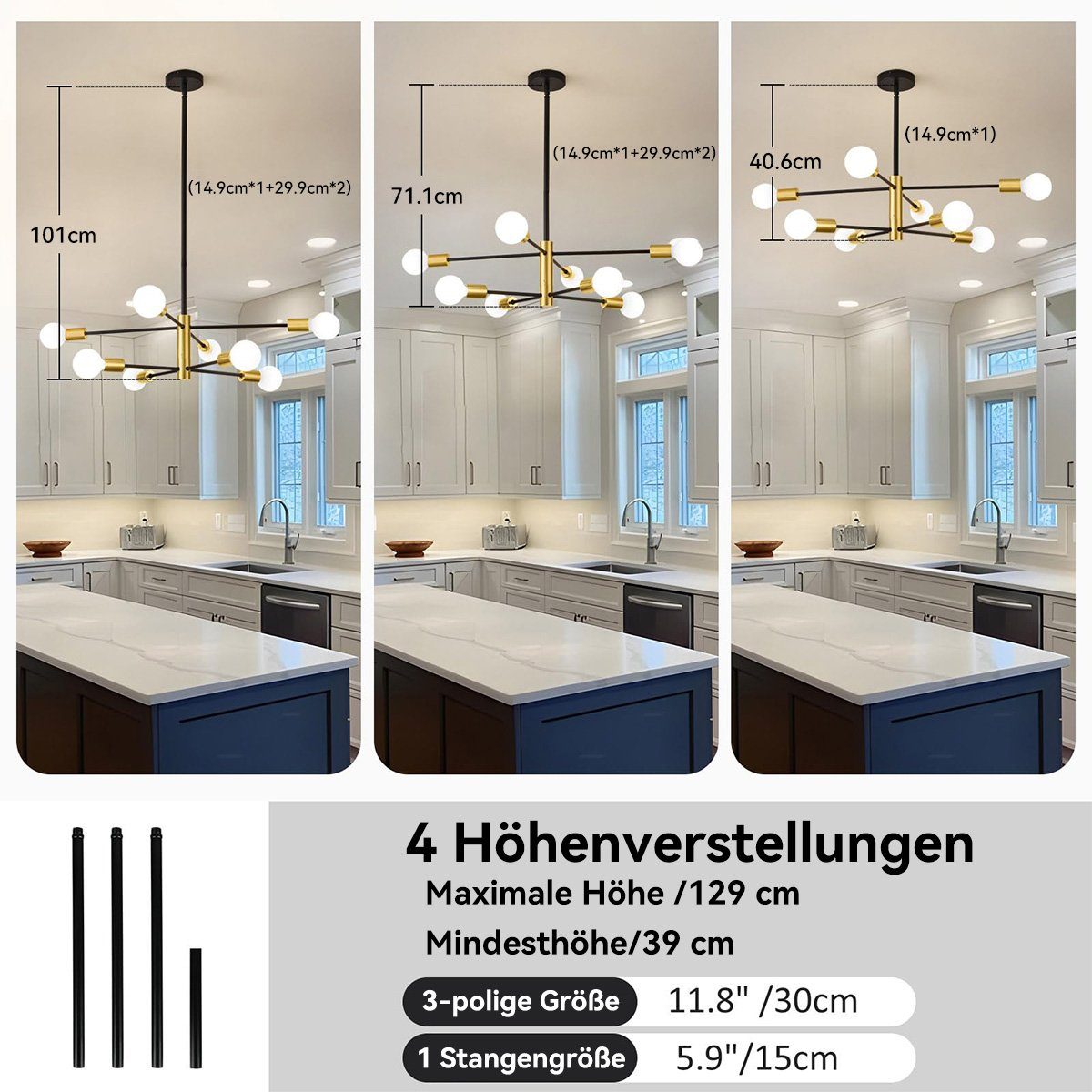 DOPWii Deckenleuchten Moderner geeignet für Lichter 8 LED Zweig-Kronleuchter, Wohnzimmer