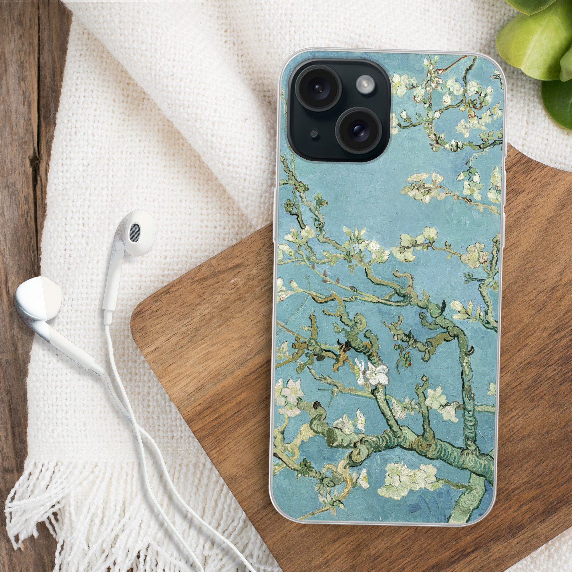 MuchoWow Handyhülle für Apple iPhone 15 Mandelblüte - Van Gogh - Kunst, Smartphone-Bumper, Print, Handy Schutzhülle Dünn