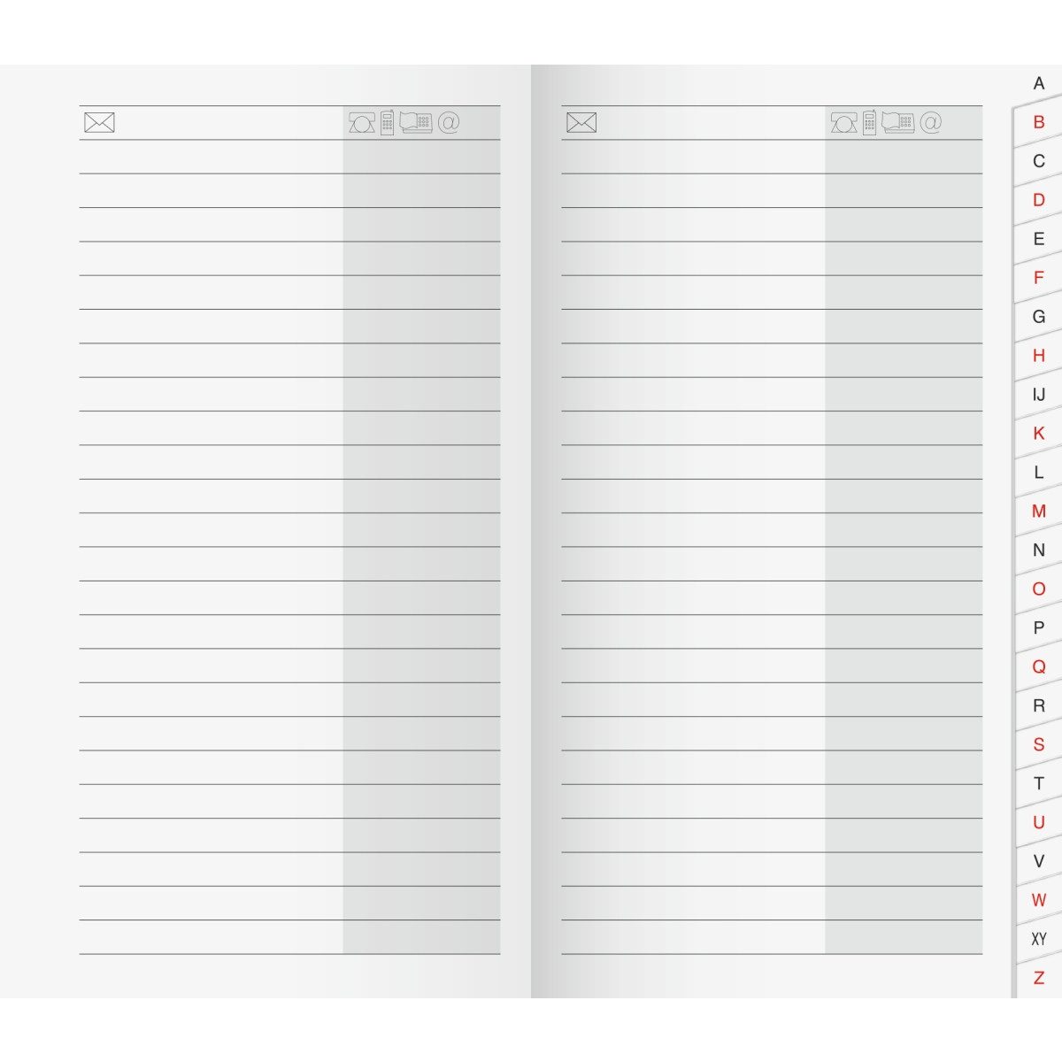 BRUNNEN Taschenkalender Anschriftenverzeichnis 8,7x15,3cm mit Registerschnitt A-Z