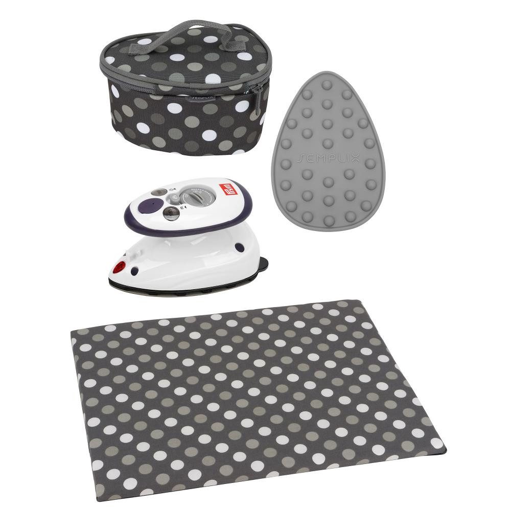 Semplix Dampfbügeleisen - Min-Bügeleisen von Prym + Bügelunterlage + Tasche, 343 W