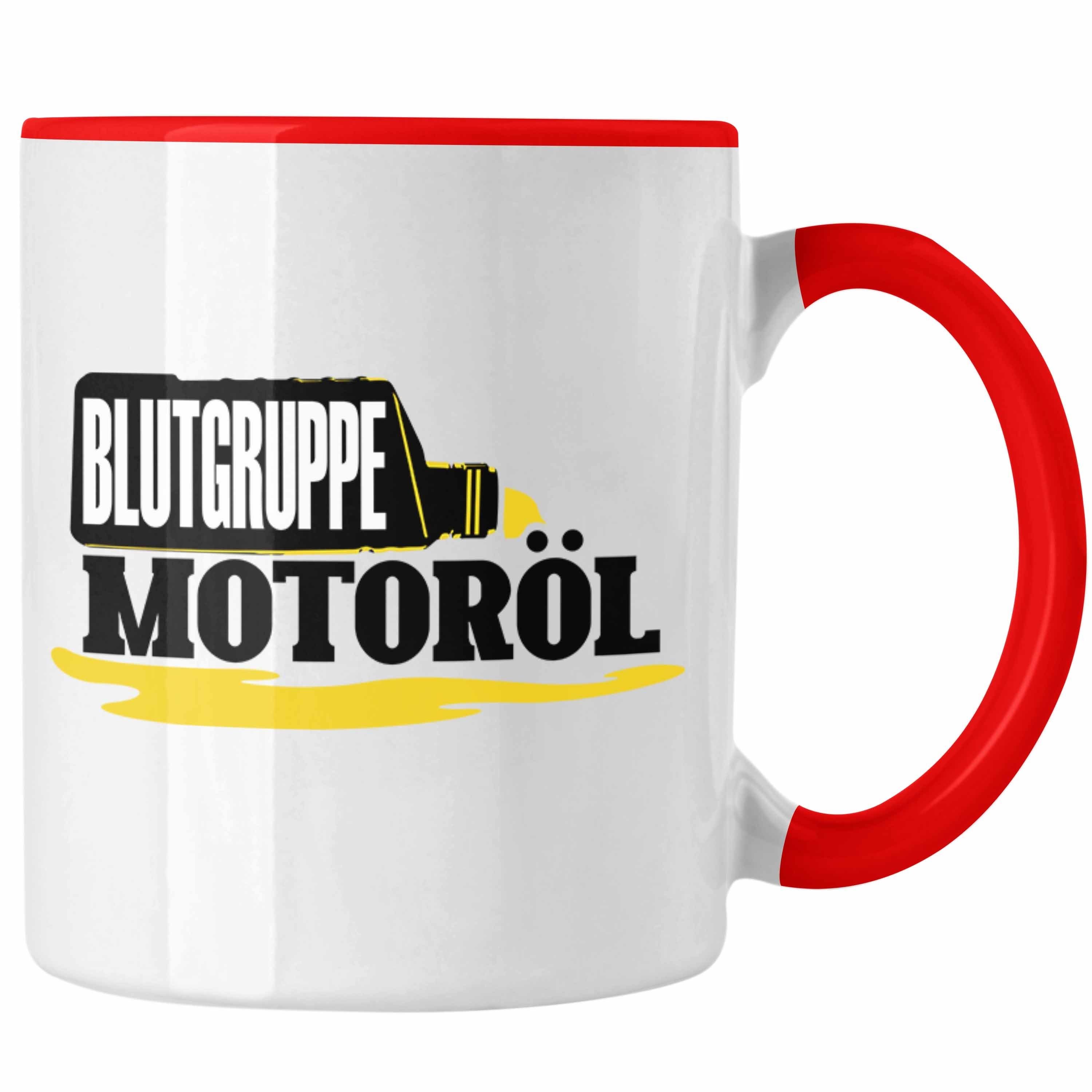 Trendation Tasse Tuner Tasse Geschenk für Motorradfahrer Auto-Enthusiasten Blutgruppe M Rot