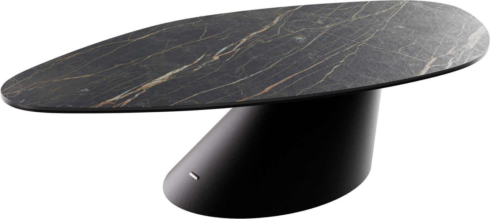 DELIFE Couchtisch Edge, Organisch 140x76 cm Keramik Laminam® Noir Desir Braun Conis Metall Sch