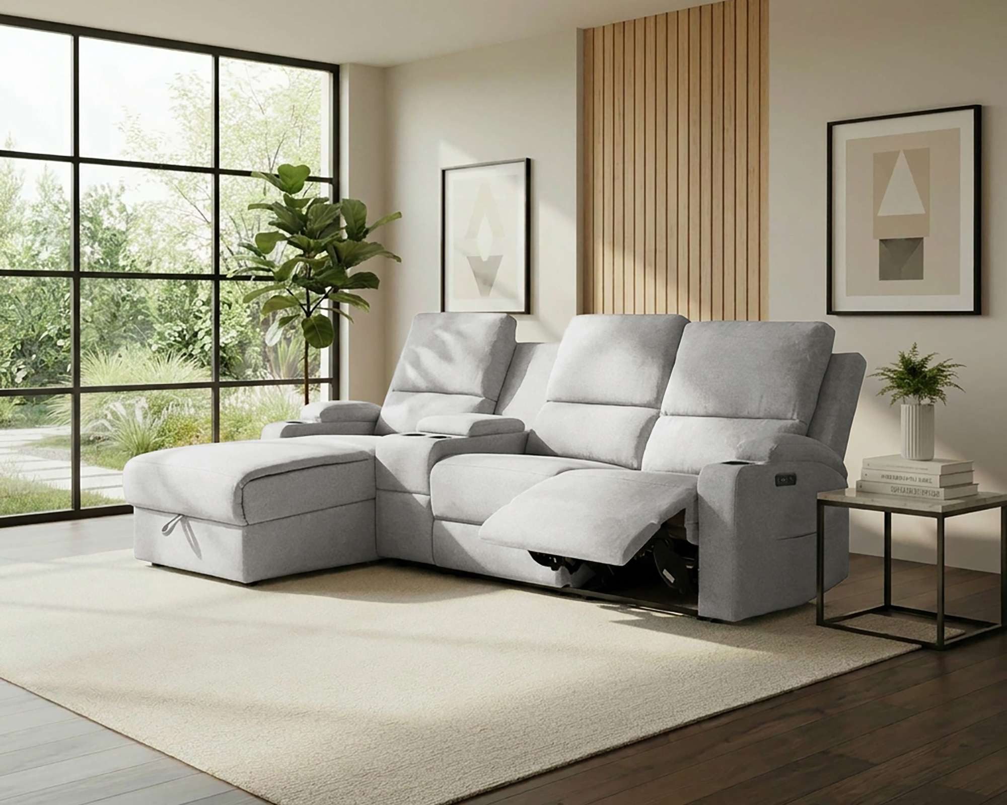 OTTO home Ecksofa NAPORI Struktur, Multimediasofa, 3er Kinosessel XXL, L-Form, Kinosofa, manuelle o. elektr. Relaxfunktion, Staufach, Getränkehalter