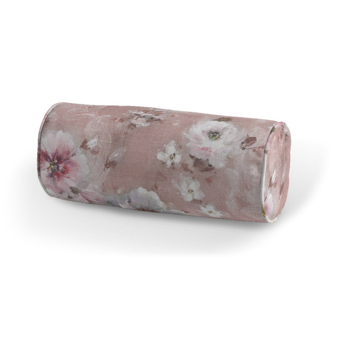 Dekoria Dekokissen Einfache Nackenrolle Ø 16 x 40 cm, Flowers rosa | Dekokissen