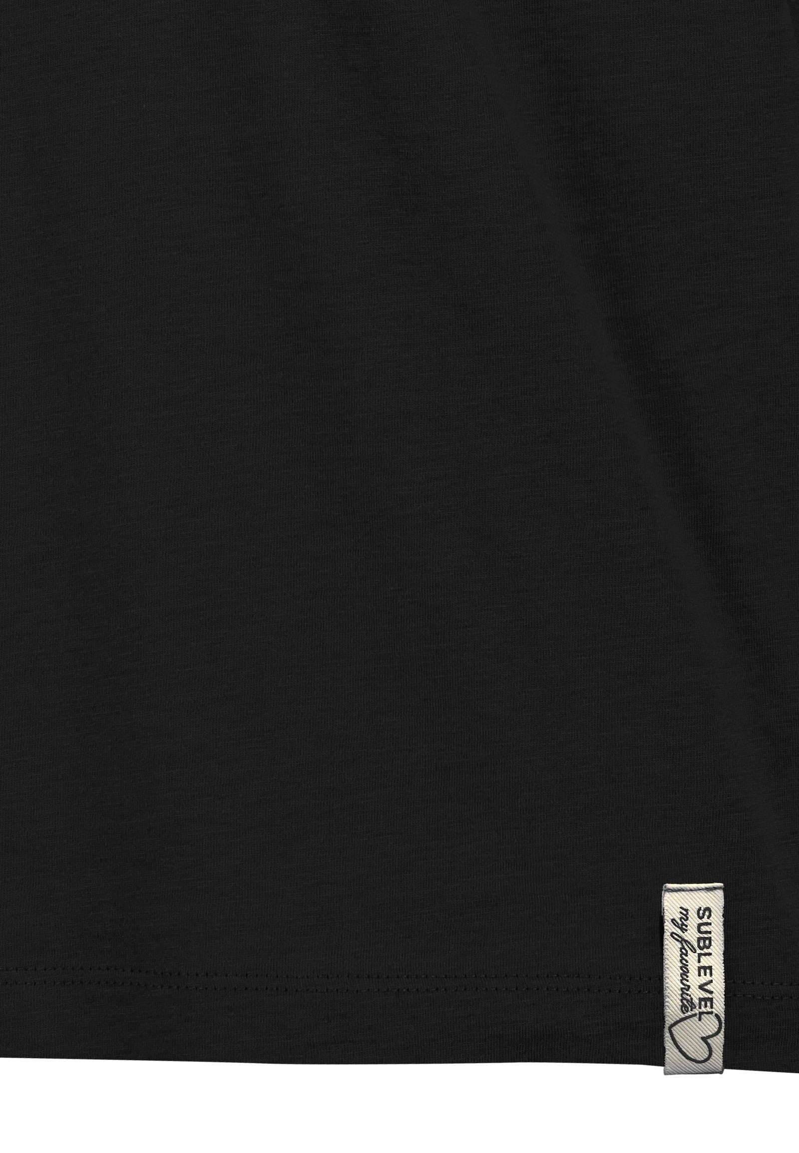 SUBLEVEL T-Shirt Gestreiftes mit Rundhalsausschnitt aus Baumwolle für (2-tlg) Modal nachhaltig Regular Fit Rundhals Kurzarm unifarben