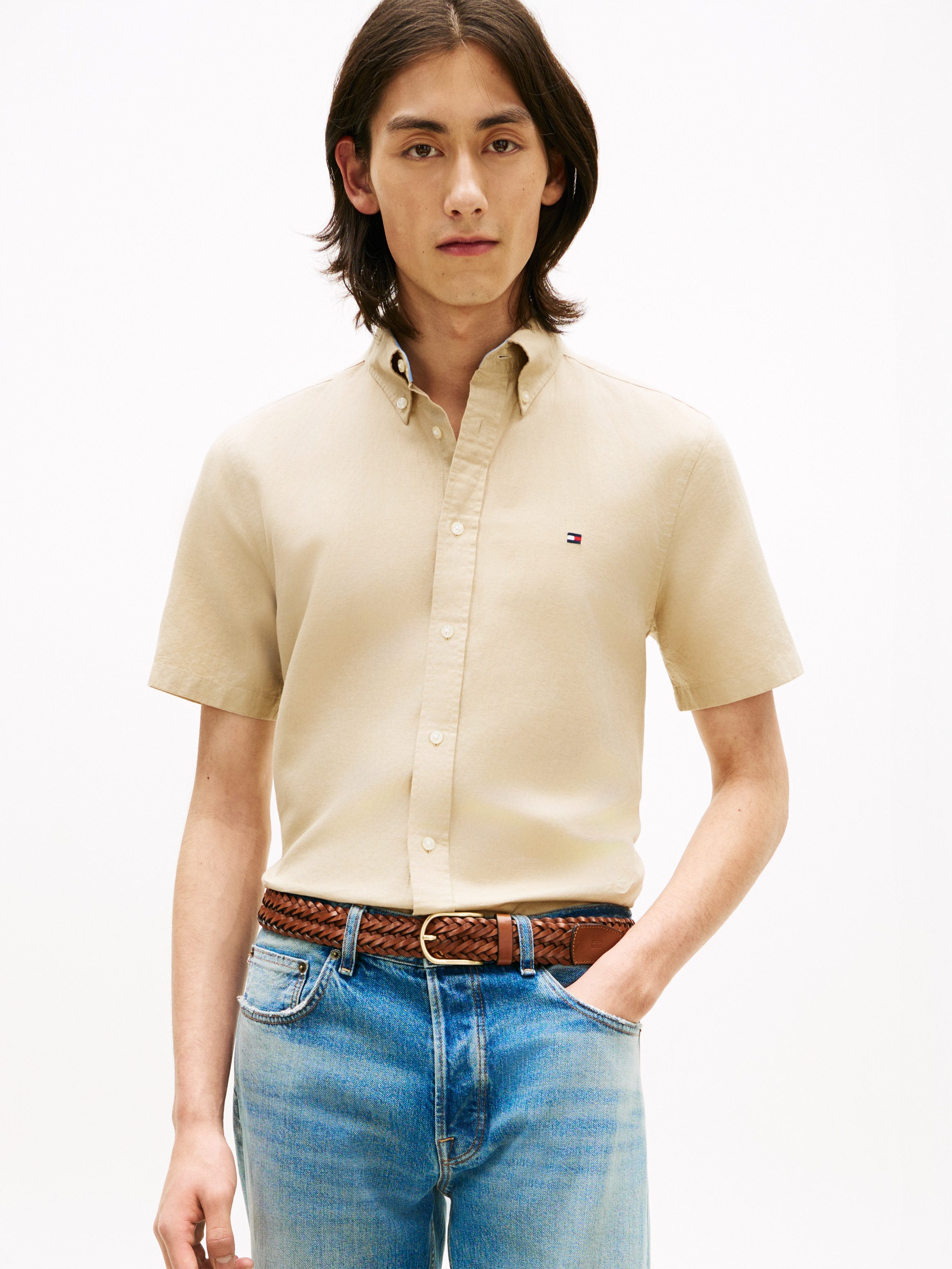 Tommy Hilfiger Kurzarmhemd LINEN BLEND SOLID