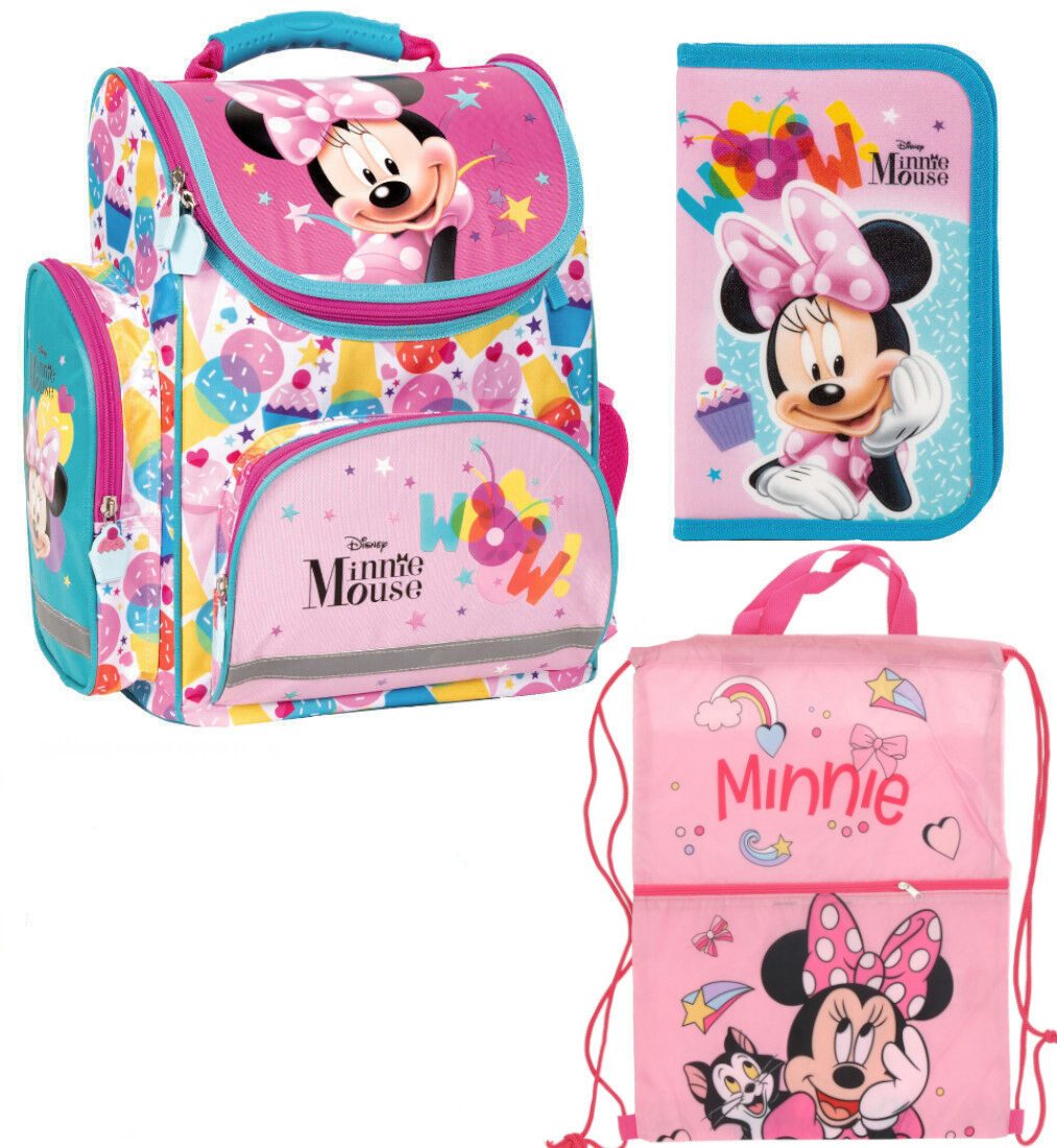 DERFORM Schulranzen Minnie Maus Schulranzen 3 tlg. Set - Tornister Federtasche Turnbeutel (3-tlg)