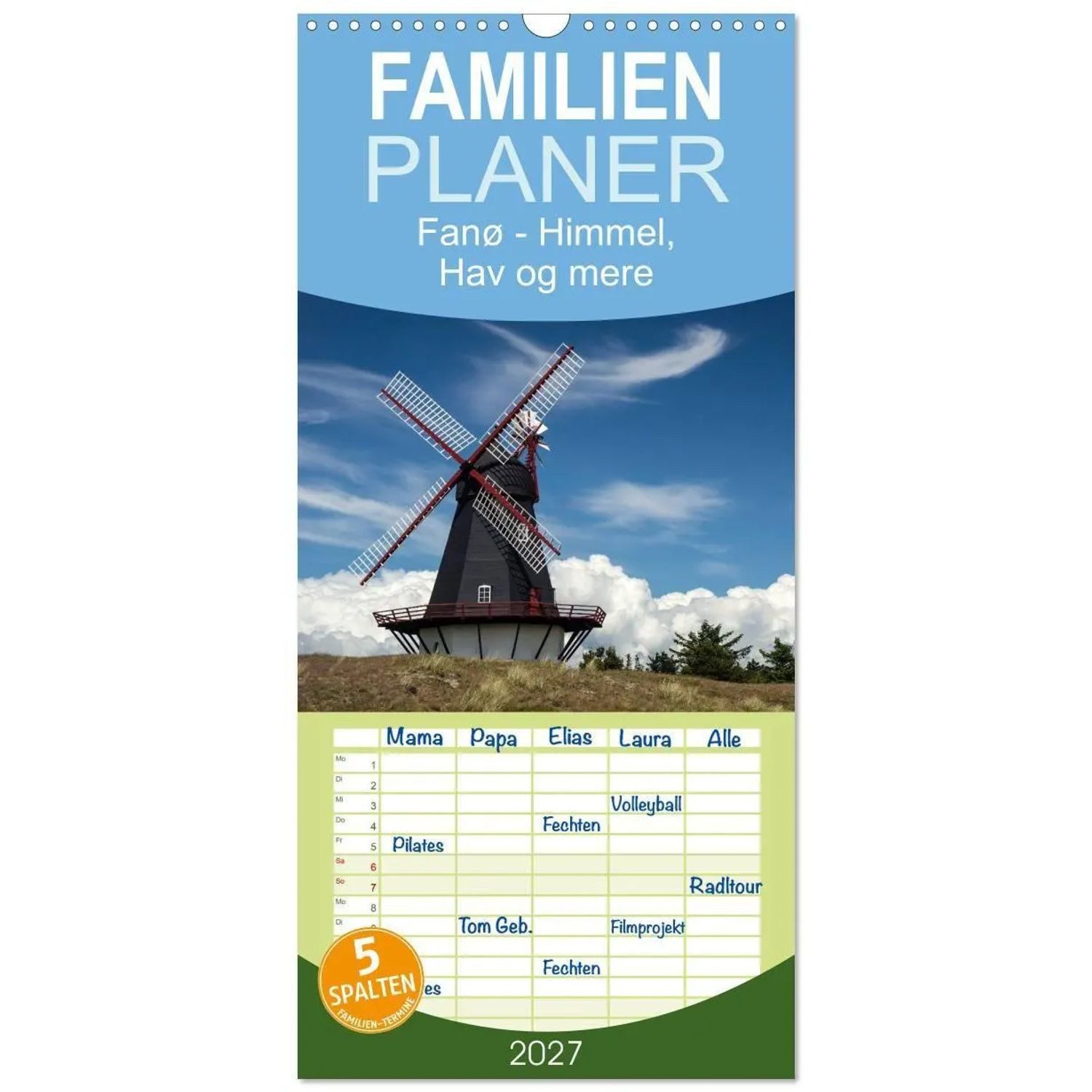 CALVENDO Wandkalender Familienplaner 2027 - Fanø - Himmel, Hav og mere mit 5 Spalten...