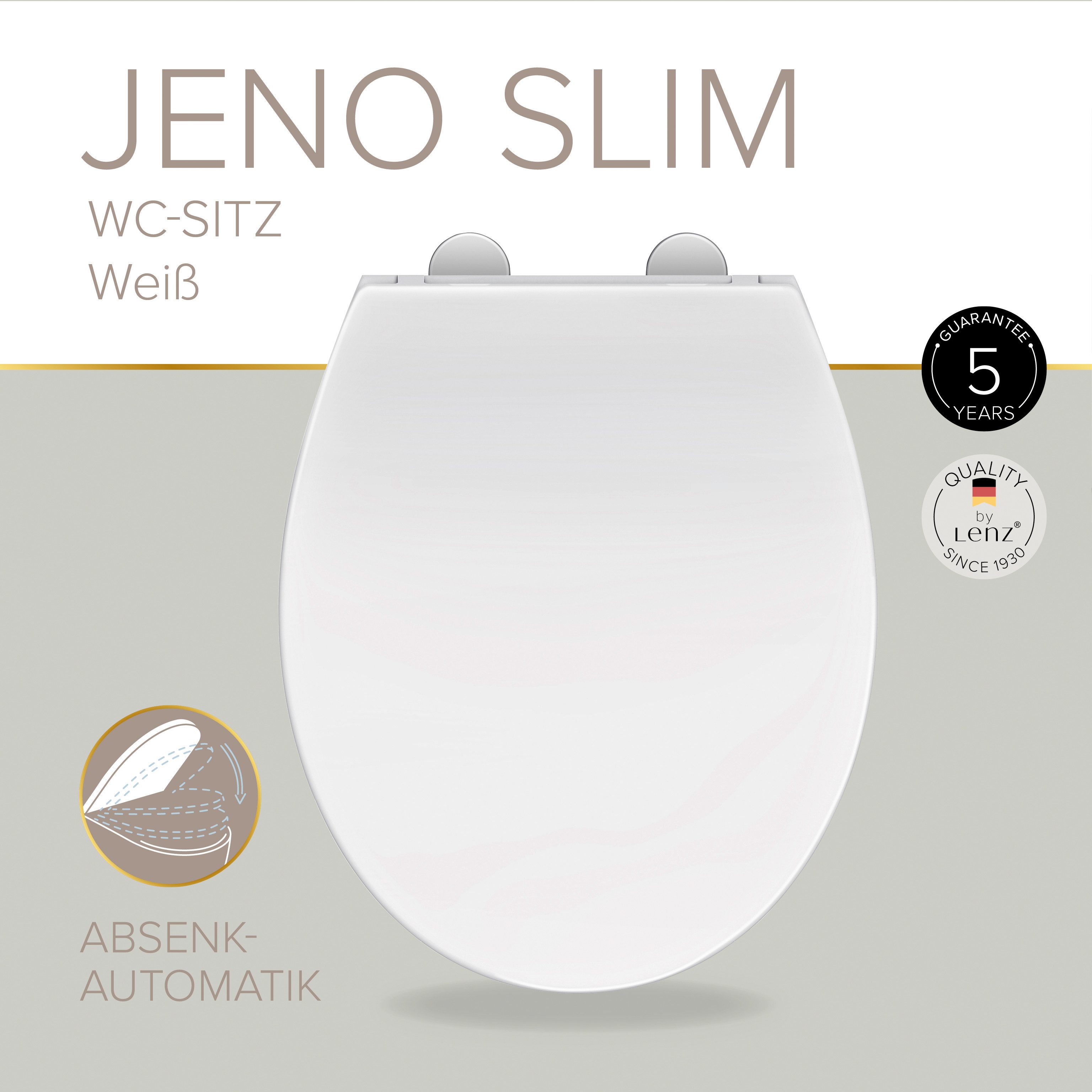 Lenz WC-Sitz JENO, abnehmbar, Duroplast, mit Absenkautomatik