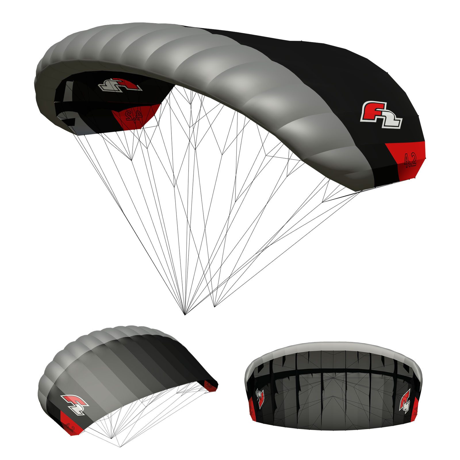 F2 Kite F2 Parawing Move Pro Wingfoil Wing 4,2qm Schwarz 2025