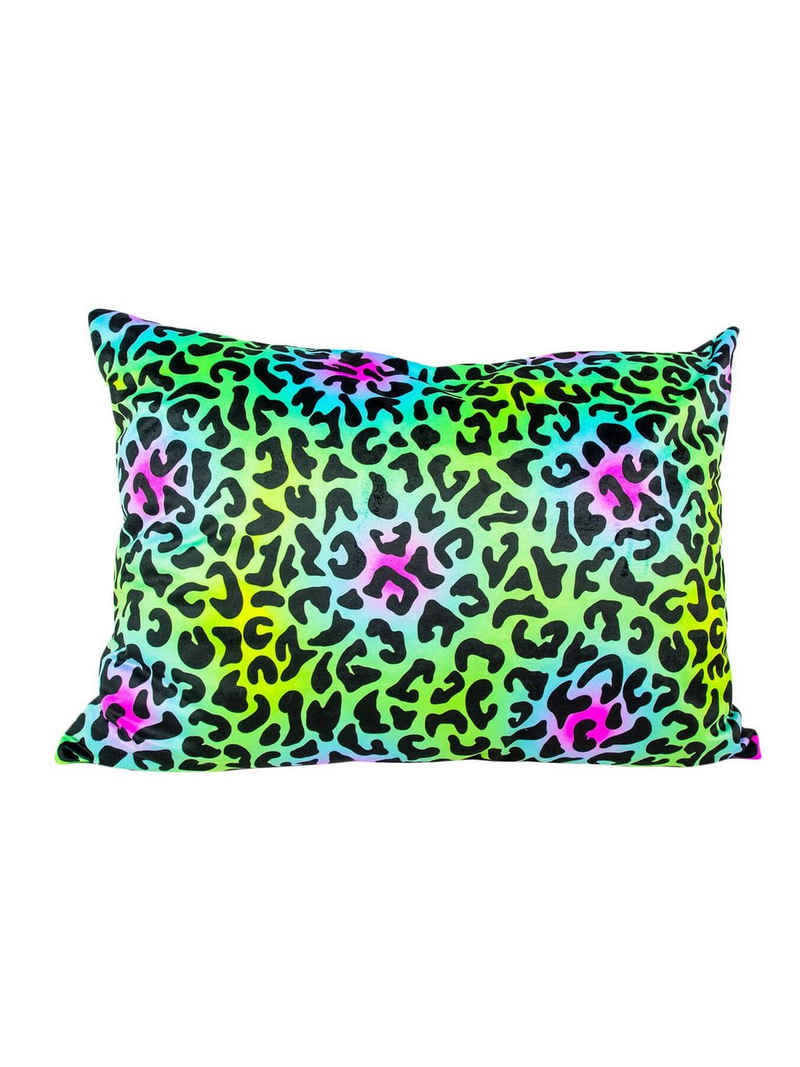 PSYWORK Dekokissen PSYWORK Schwarzlicht Kissen Neon "Animal Print Leopard", 50x70cm, UV-aktiv, leuchtet unter Schwarzlicht