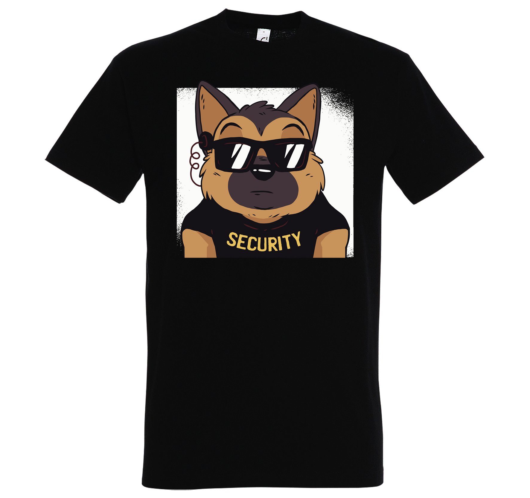 Dog Schwarz Herren Shirt T-Shirt Designz Security trendigem Frontprint Youth mit