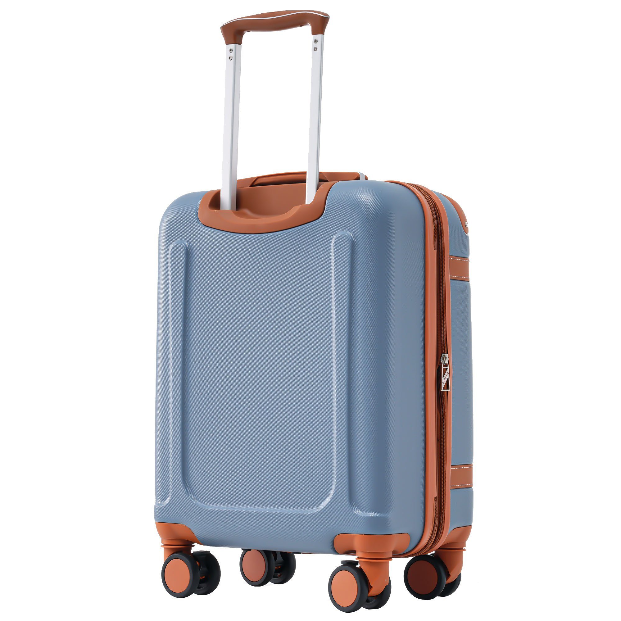 Flieks Koffer Rollen, TSA-Schloss Trolley 4 Gepäck, Handgepäck erweiterbar, Reise Dunstblau Hartschalen-Trolley,