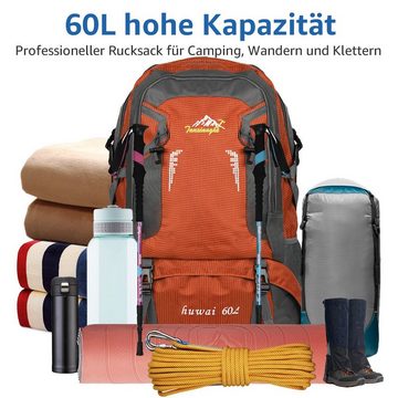 NULSTA Wanderrucksack 60L XXL Rucksack Trekkingrucksack Reiserucksack Outdoorrucksack (1-tlg), Outdoor Daypack mit Hüftgurt, für Wandern, Klettern, Reisen Sport