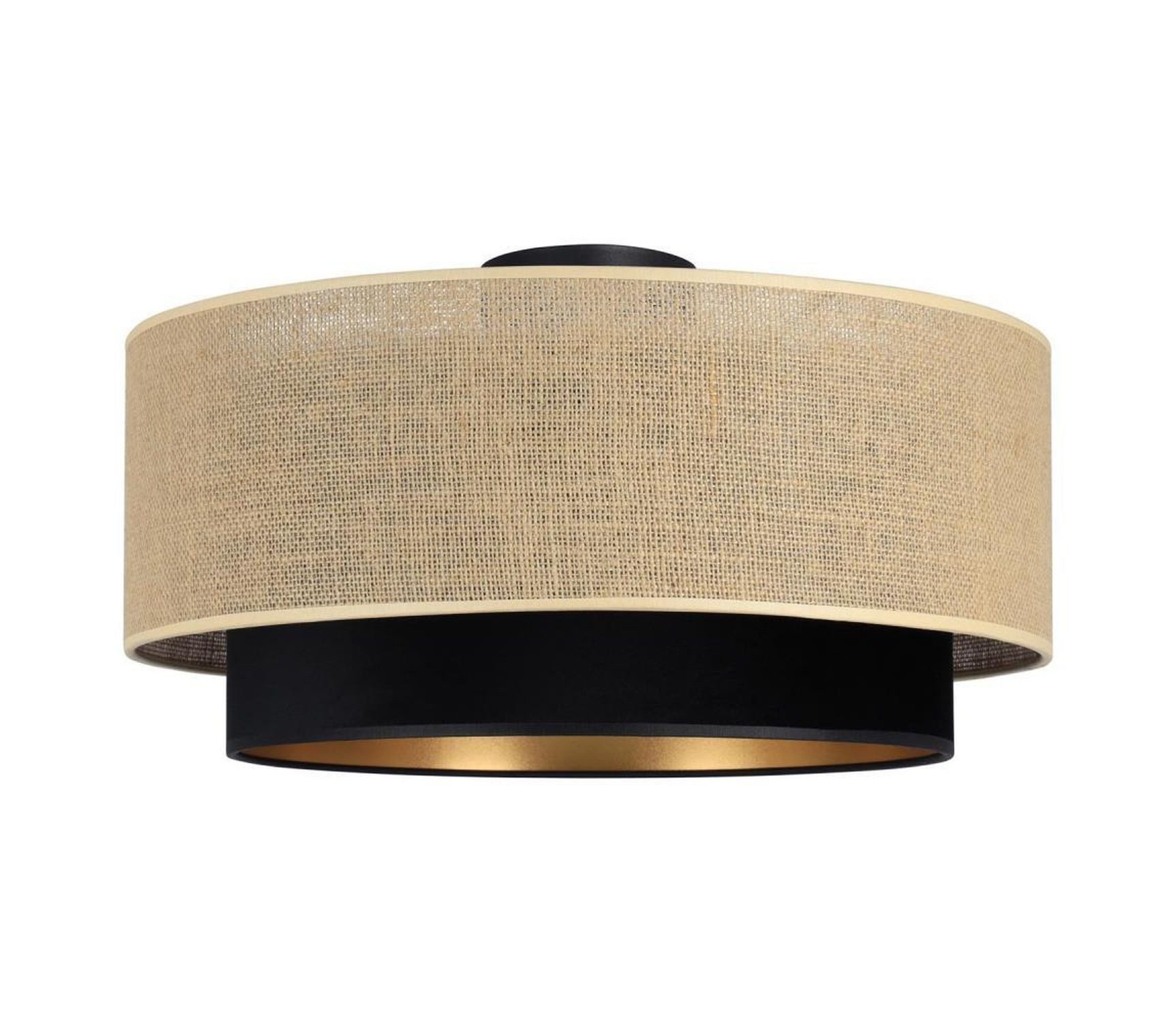Licht-Erlebnisse Deckenleuchte JELO, ohne Leuchtmittel, Stoff Metall rund D: 45 cm in Schwarz Beige Gold E27 Modern