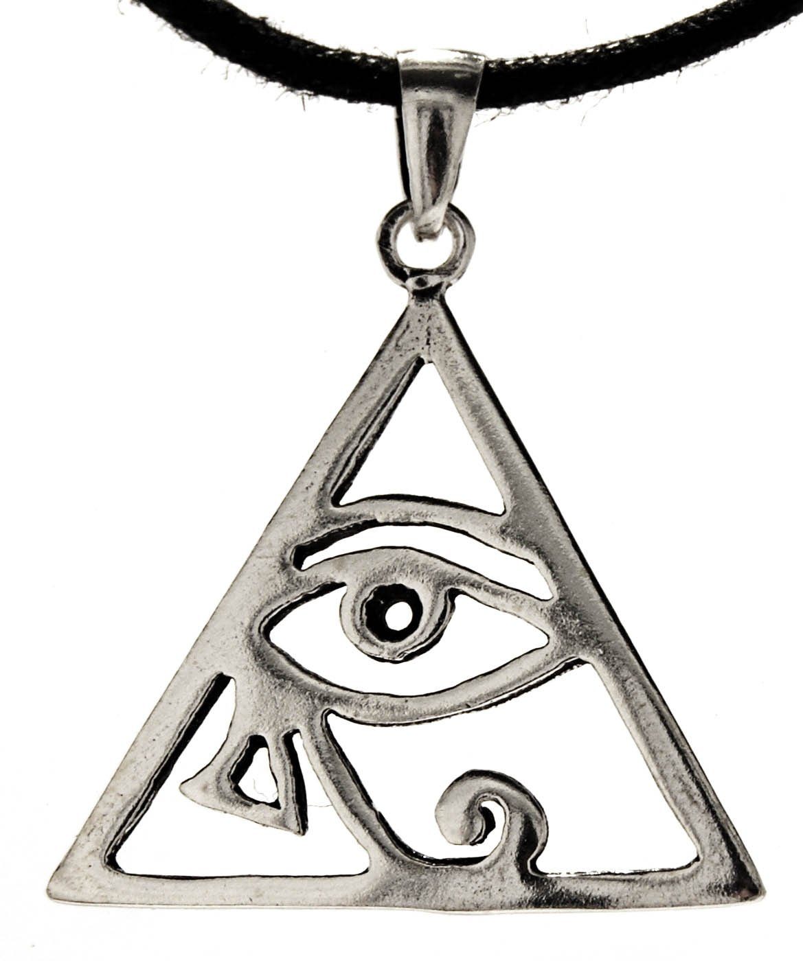Kiss of Leather Kettenanhänger Auge des Horus 925 Silber Anhänger Schutz Amulett Horusauge Dreieck