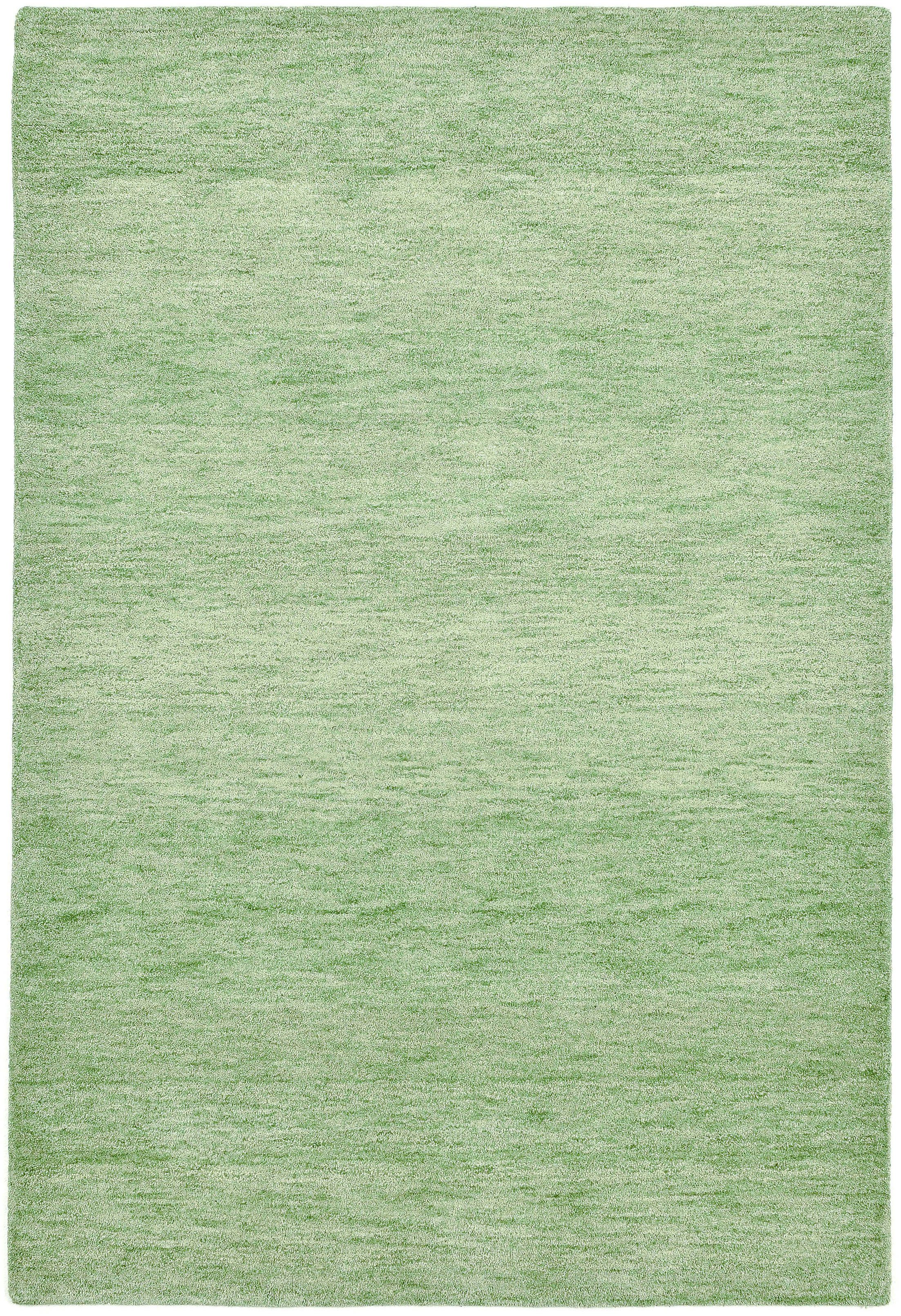 Teppich, Höhe: Wollteppich rechteckig, meliert, Handweb reine grün handgewebt, mm, THEKO, Schurwolle, Uni, Wohnzimmer Gabbeh 14