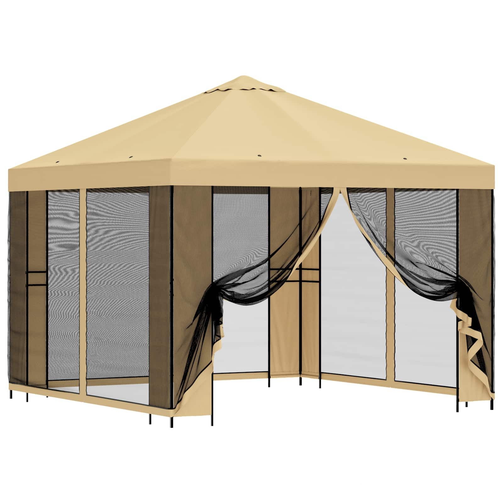 vidaXL Partyzelt Garten Pavillon mit Seitenwänden 3 x 3 m Creme