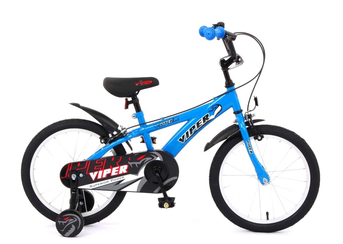 T&Y Trade Kinderfahrrad 18 Zoll Fahrrad Kinder Jungen Mädchen Kinderfahrrad Rad Bike VPER BLAU, 1 Gang, Stützräder