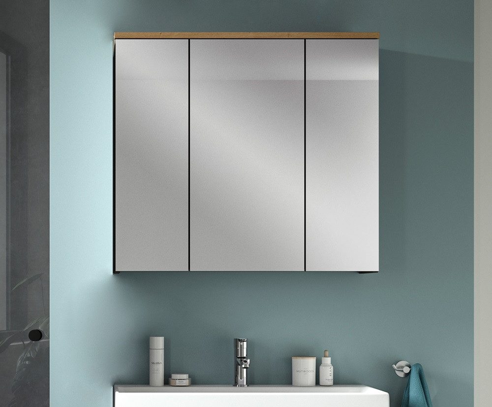 Furnhaus Badezimmerspiegelschrank Spiegelschrank Canu, Artisan Eiche / Basalt grau, ohne Leuchte (1-St) Spiegel, Melamin beschichtet, …
