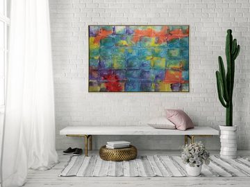 KUNSTLOFT Gemälde Rainbow Glimmer 122.5x82.5 cm, Leinwandbild 100% HANDGEMALT Wandbild Wohnzimmer