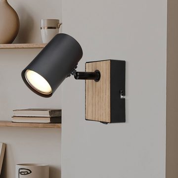 etc-shop Wandleuchte, Leuchtmittel nicht inklusive, Wandlampe Wandleuchte Holzoptik MDF Wohnzimmerleuchte mit