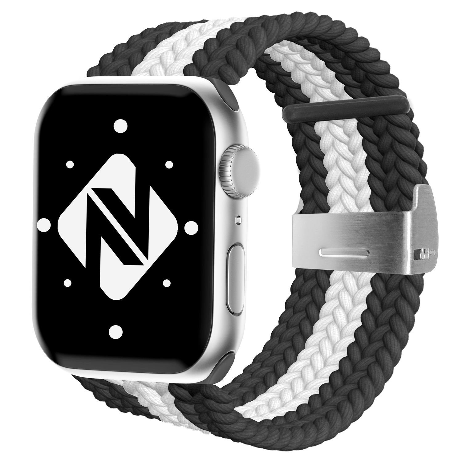Nalia Smartwatch-Armband Apple Watch 38mm/40/41/42(Serie 10/11), Flecht-Stoff Uhr Ersatzband / Metall-Schließe / Stufenlos verstellbar