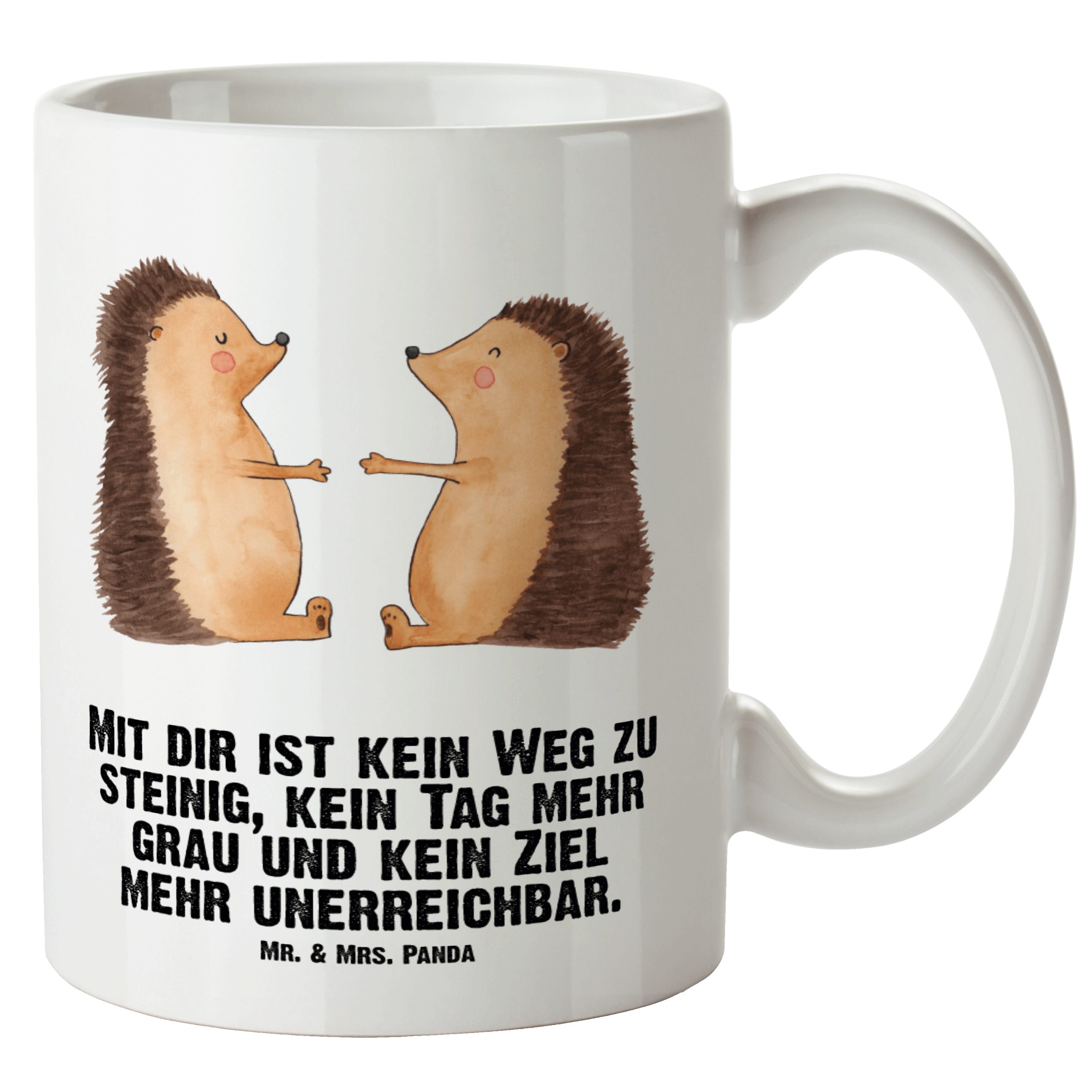Mr. & Mrs. Panda Tasse Igel Liebe - Weiß - Geschenk, Heiratsantrag, Hochzeit, XL Becher, Lie, XL Tasse Keramik