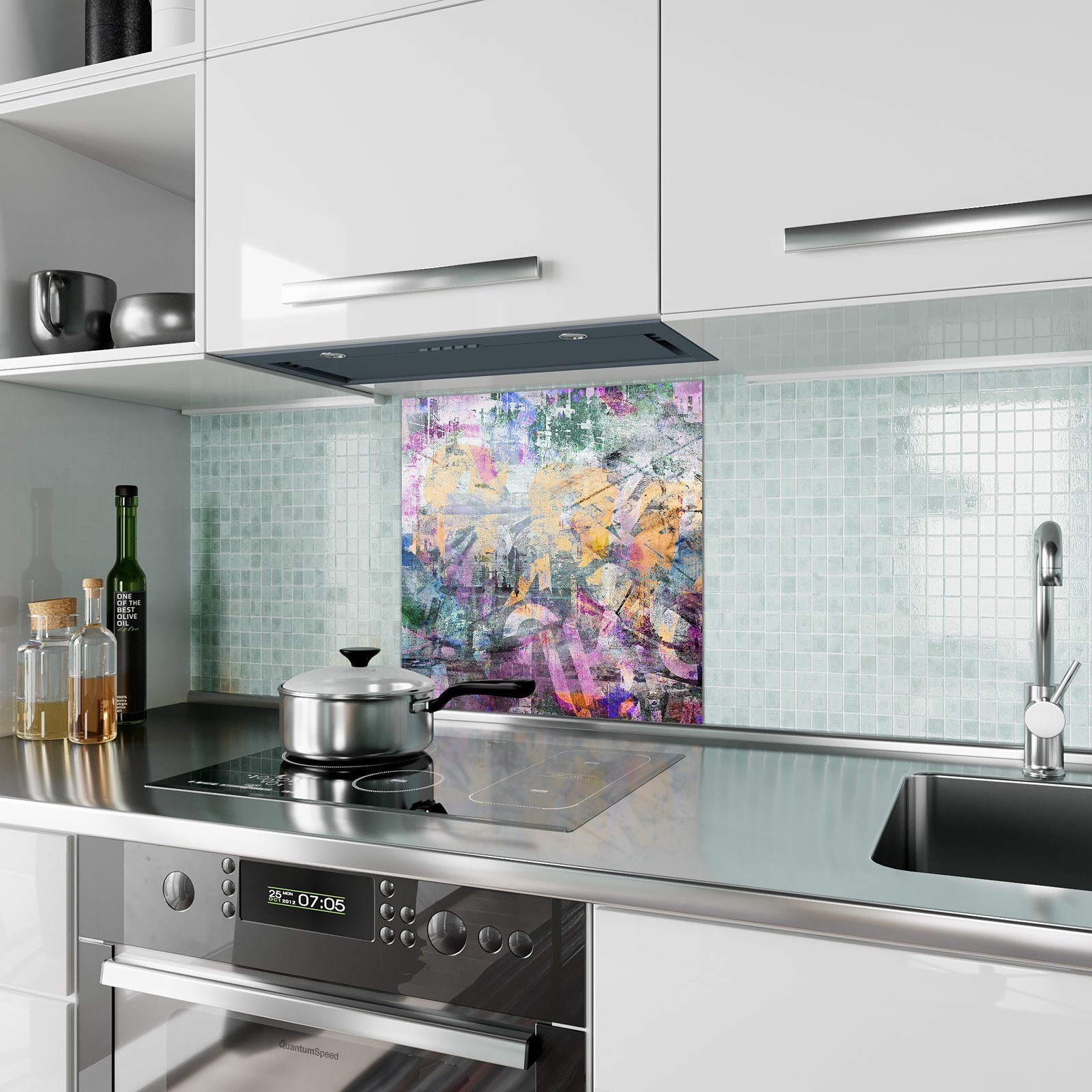 Spritzschutz Abstrakte Muster Primedeco und Küchenrückwand Farben Glas