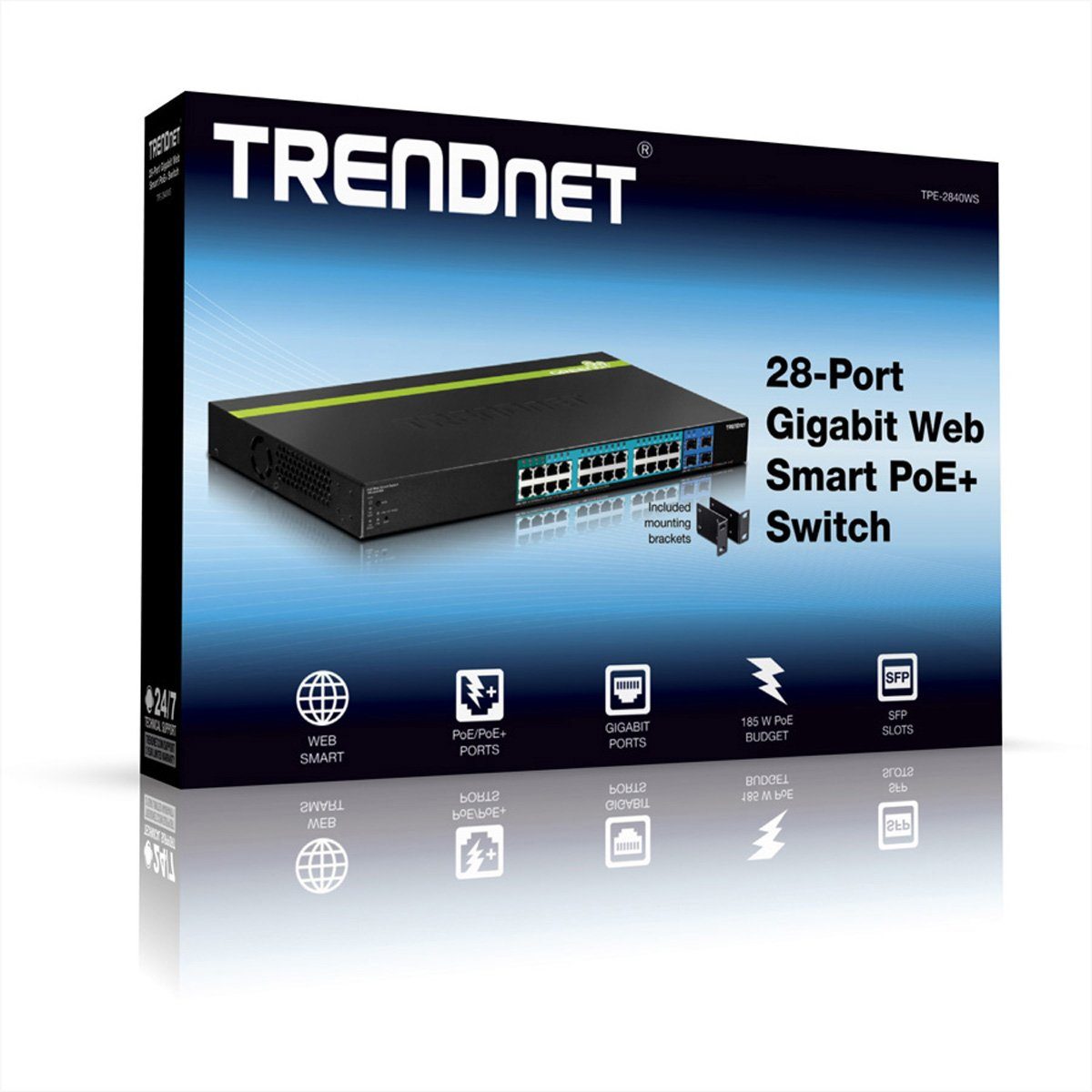 Trendnet Gigabit Switch TPE-2840WS Smart Netzwerk-Switch 24 PoE/PoE+ 28-Port 4 SFP 195W POE+