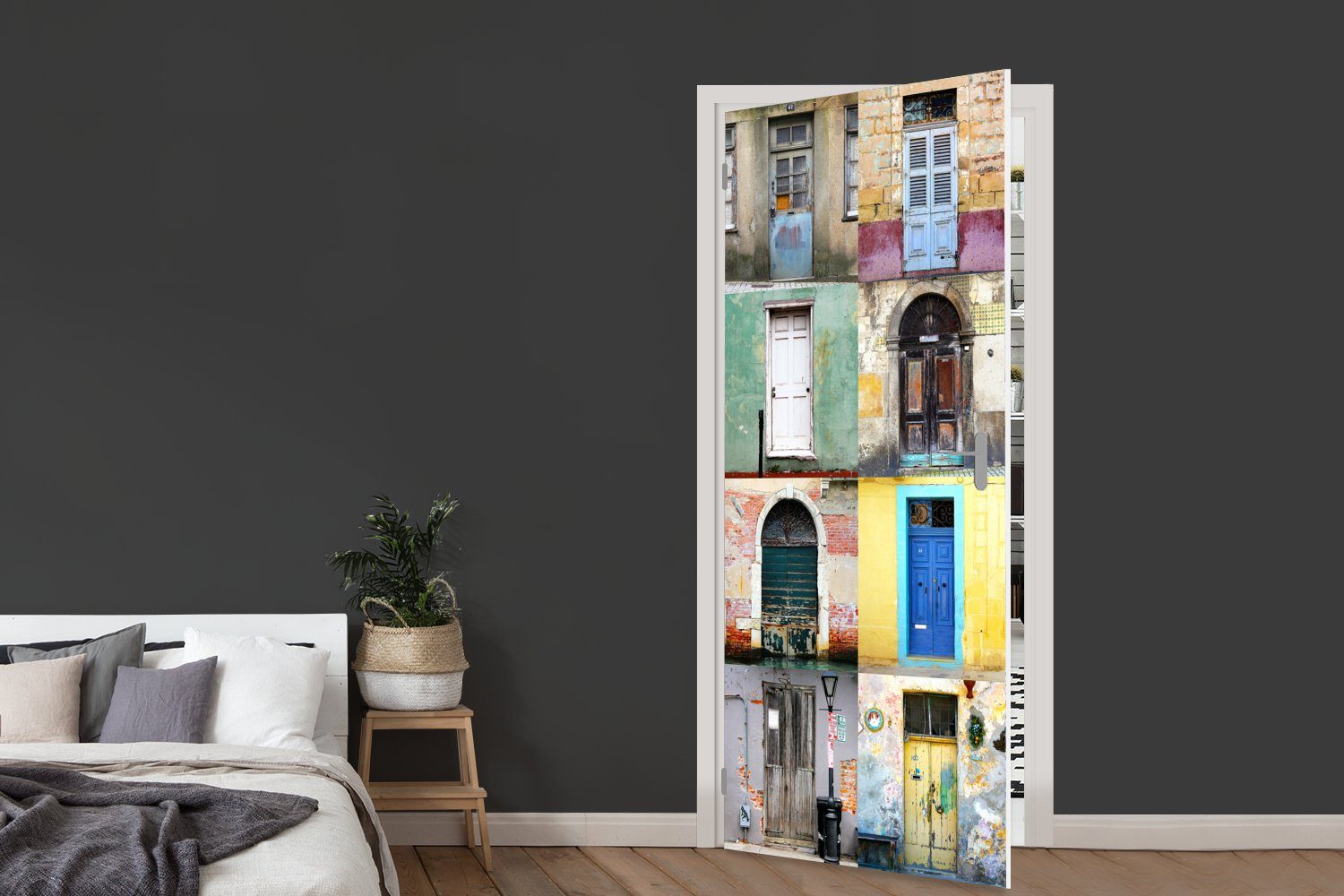 - 75x205 - Regenbogen Tür, Collage, (1 Fototapete - Türtapete Matt, Türen für Türaufkleber, Architektur bedruckt, cm MuchoWow St),