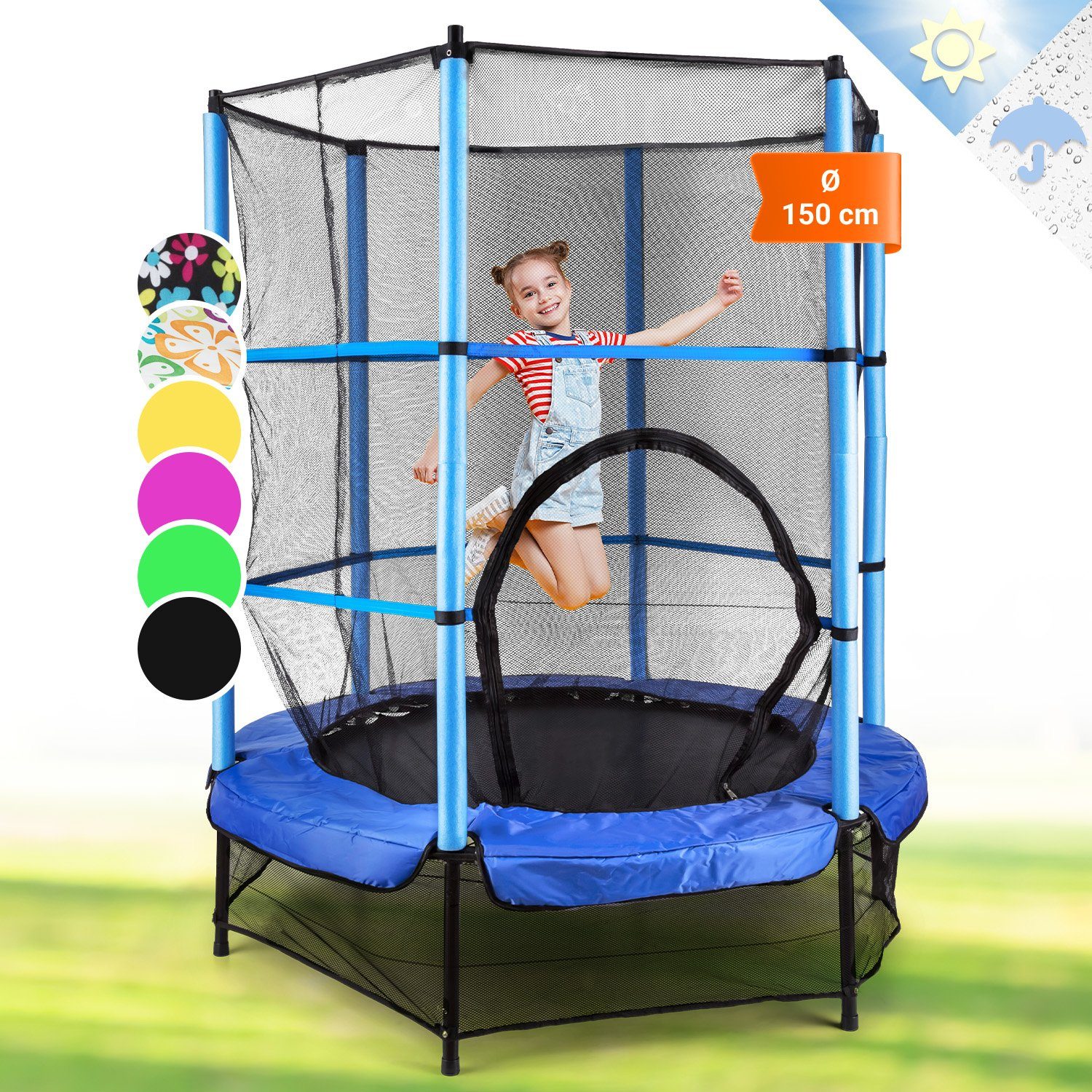 KLARFIT Gartentrampolin Rocketkid, Ø 0 cm, Kinder Trampolin Outdoor Trampolin Kinder Gartentrampolin für zuhause