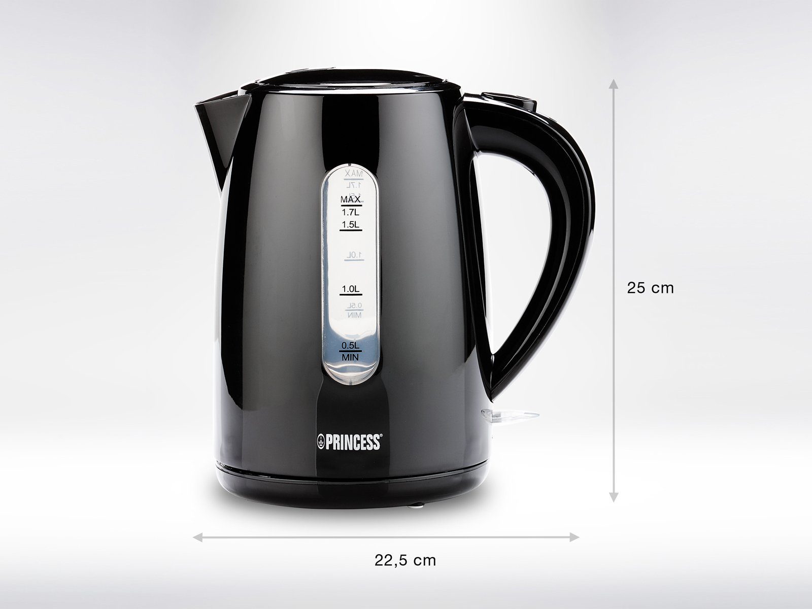 PRINCESS Wasserkocher, 1.7 l, 2200 W, elektrischer kabelloser Tee Heißwasserbereiter schnell, leise 360°-Fuß
