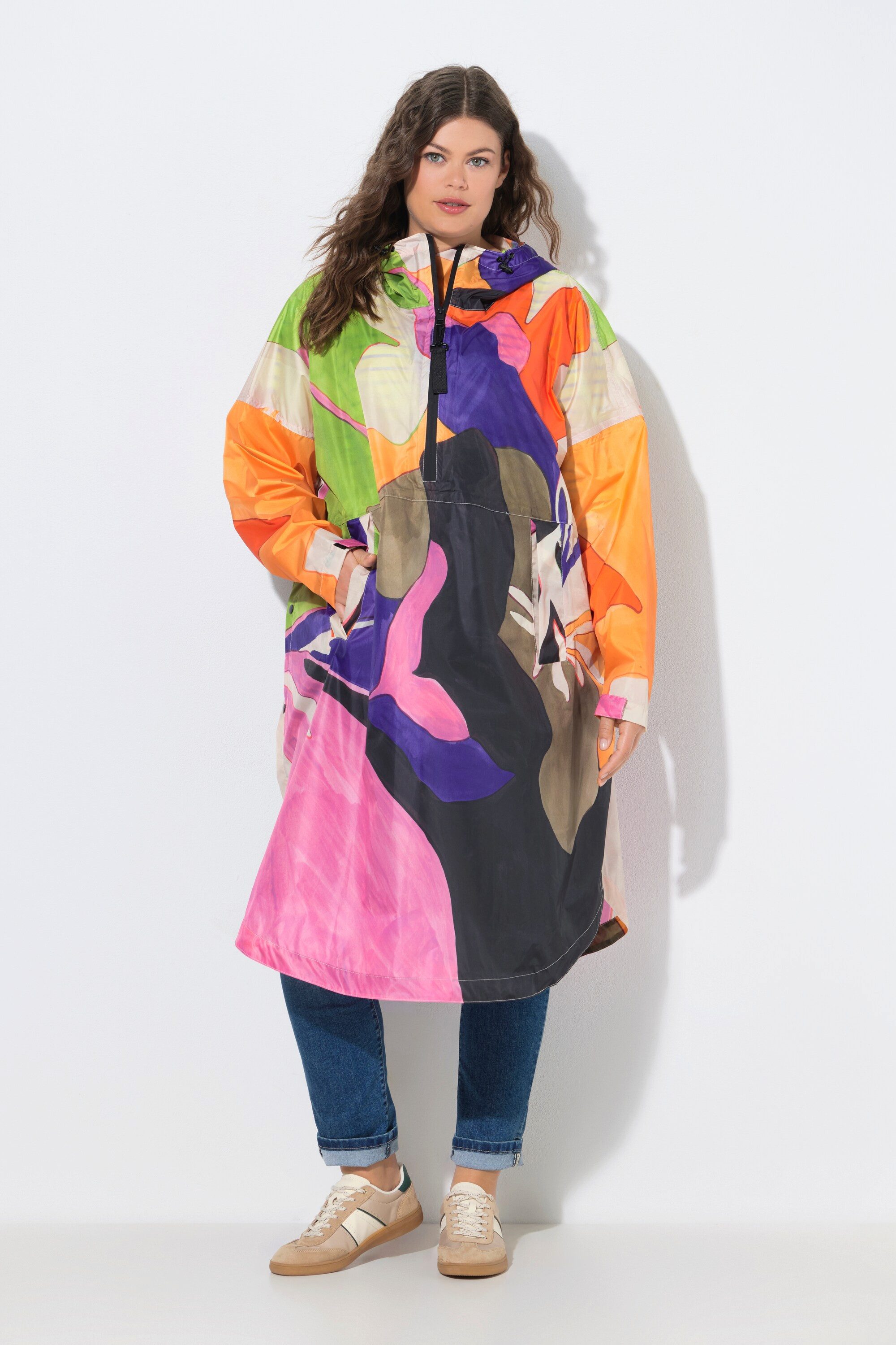 Funktionsjacke Funktions-Regencape Unisex Print Kapuze