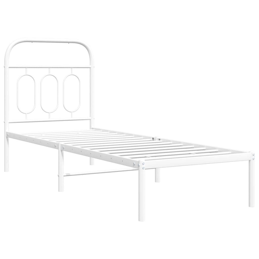 vidaXL Bett, Metallbett ohne Matratze mit Kopfteil Weiß 75x190 cm günstig online kaufen