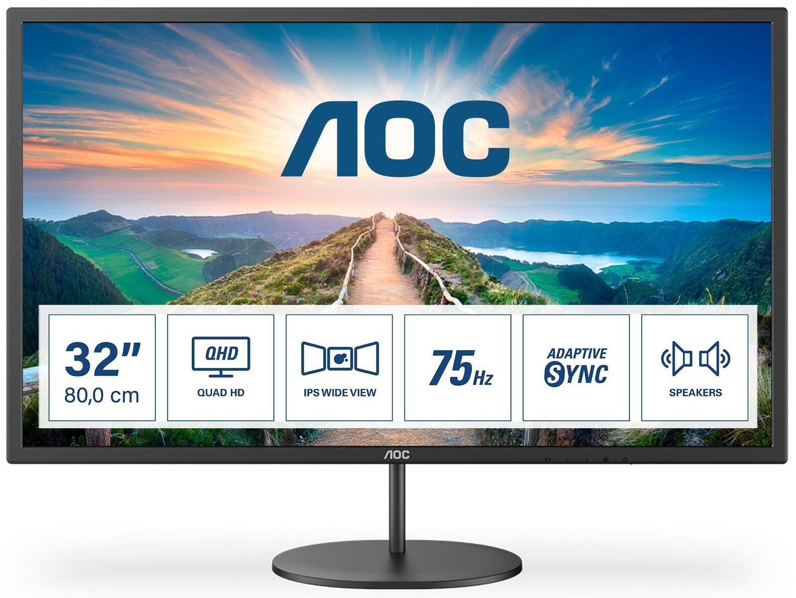 AOC AOC Q32V4 LED-Monitor (2560 x 1440, 4 ms Reaktionszeit, 75 Hz, IPS Panel)