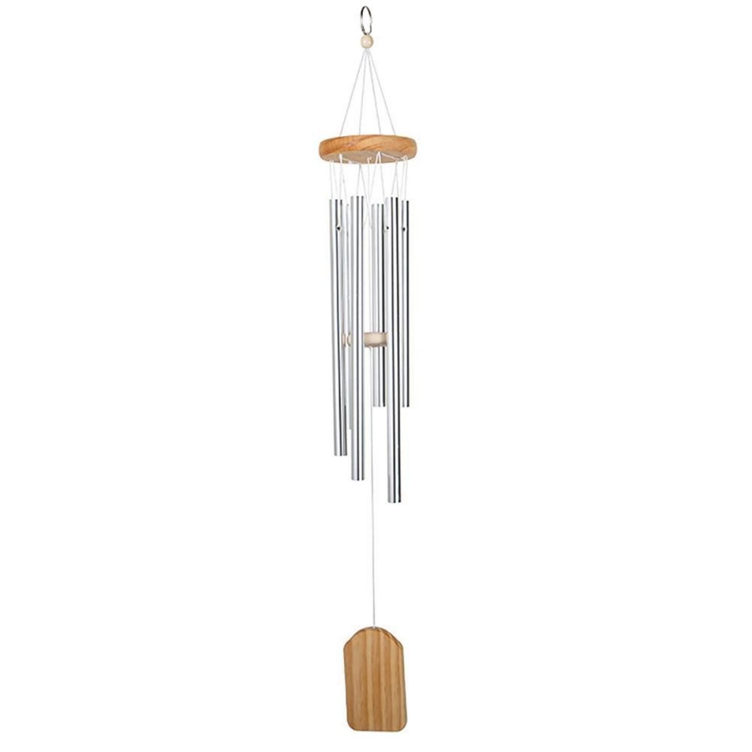 LuxusKollektion Windspiel Windspiel Metallrohr 6er Naturholz 64cm (1 St)