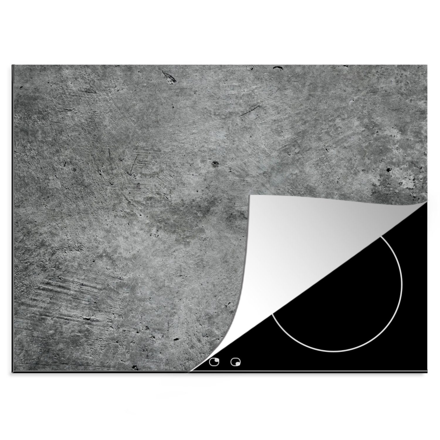 MuchoWow Herdblende-/Abdeckplatte Beton - Zement - Induktionsmatte - Retro - Induktionsschutz, Vinyl, (1 tlg), 60x52 cm, Mobile Arbeitsfläche nutzbar, Ceranfeldabdeckung