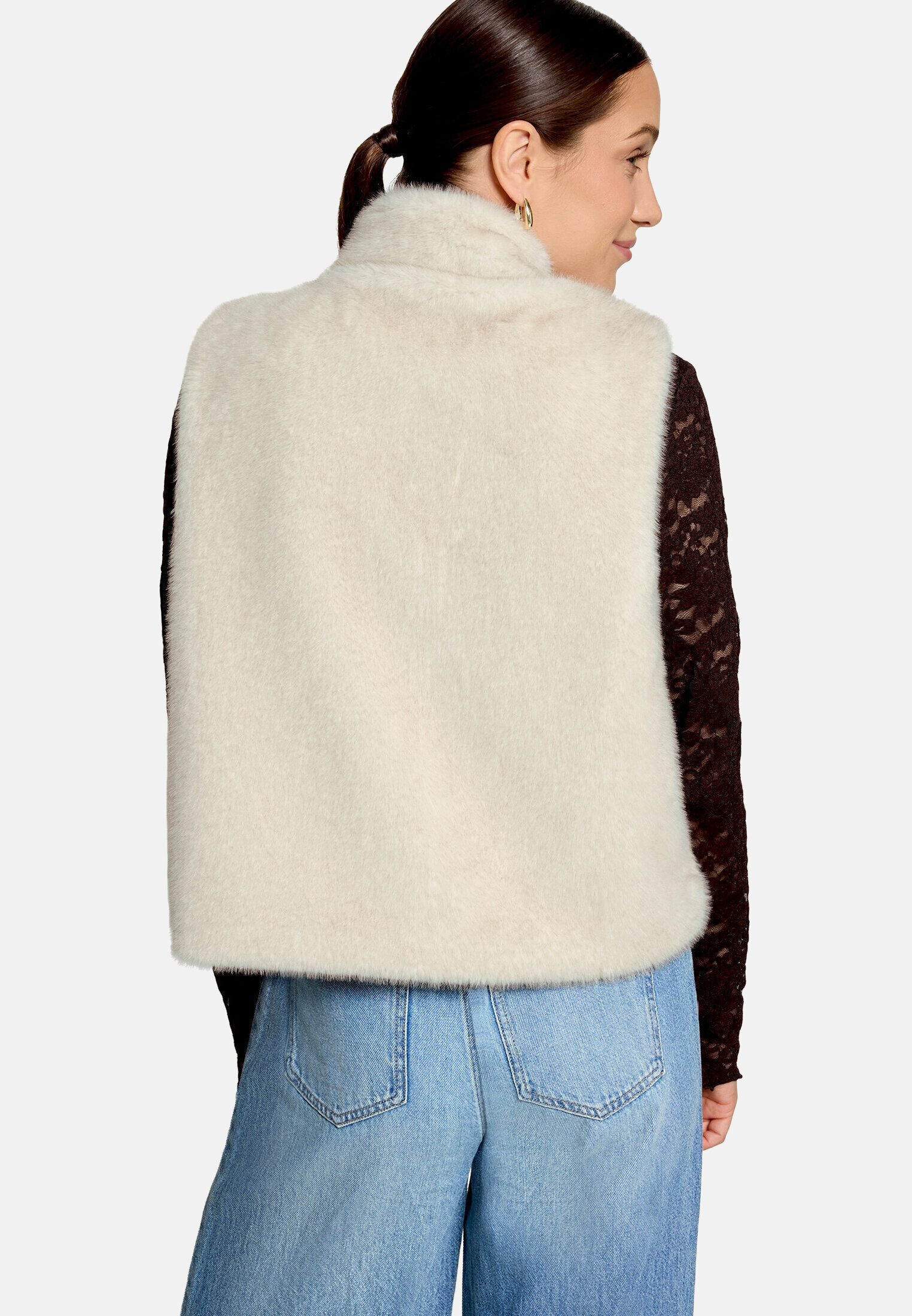 Zero Plüschweste Damen Fur-Weste mit hohem Kragen Material