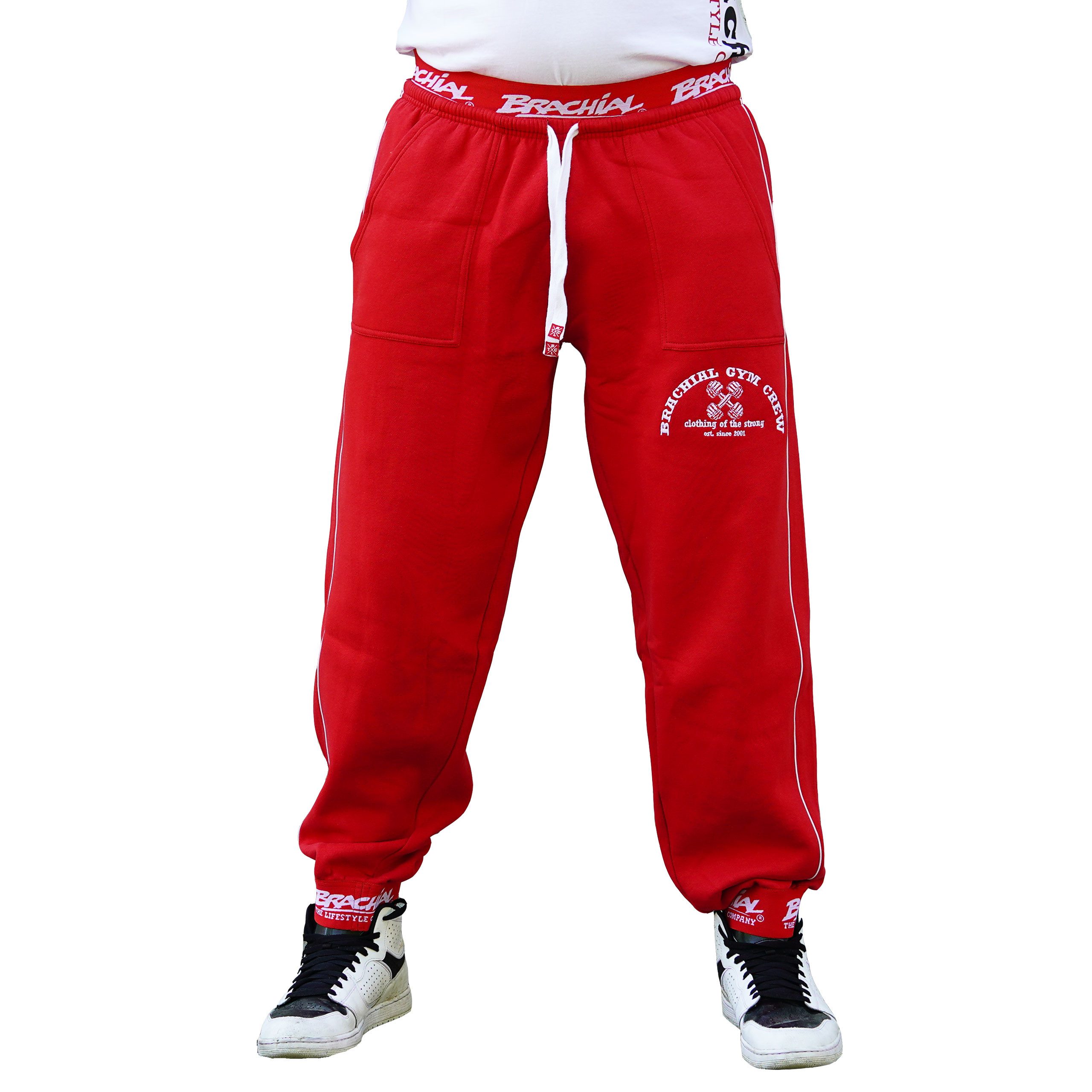 BRACHIAL THE LIFESTYLE COMPANY Sporthose Brachial Sporthose "Gym Crew" rot/weiss