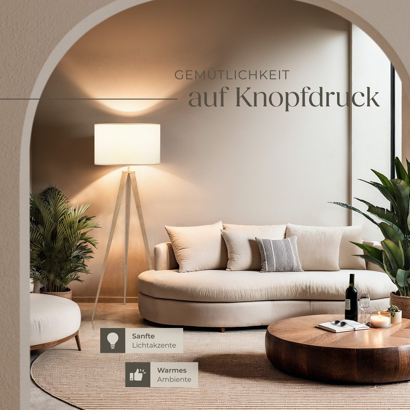 tectake Stehlampe Stehleuchte, Energiesparlampe, Elegante Stehleuchte für gemütliche Atmosphäre